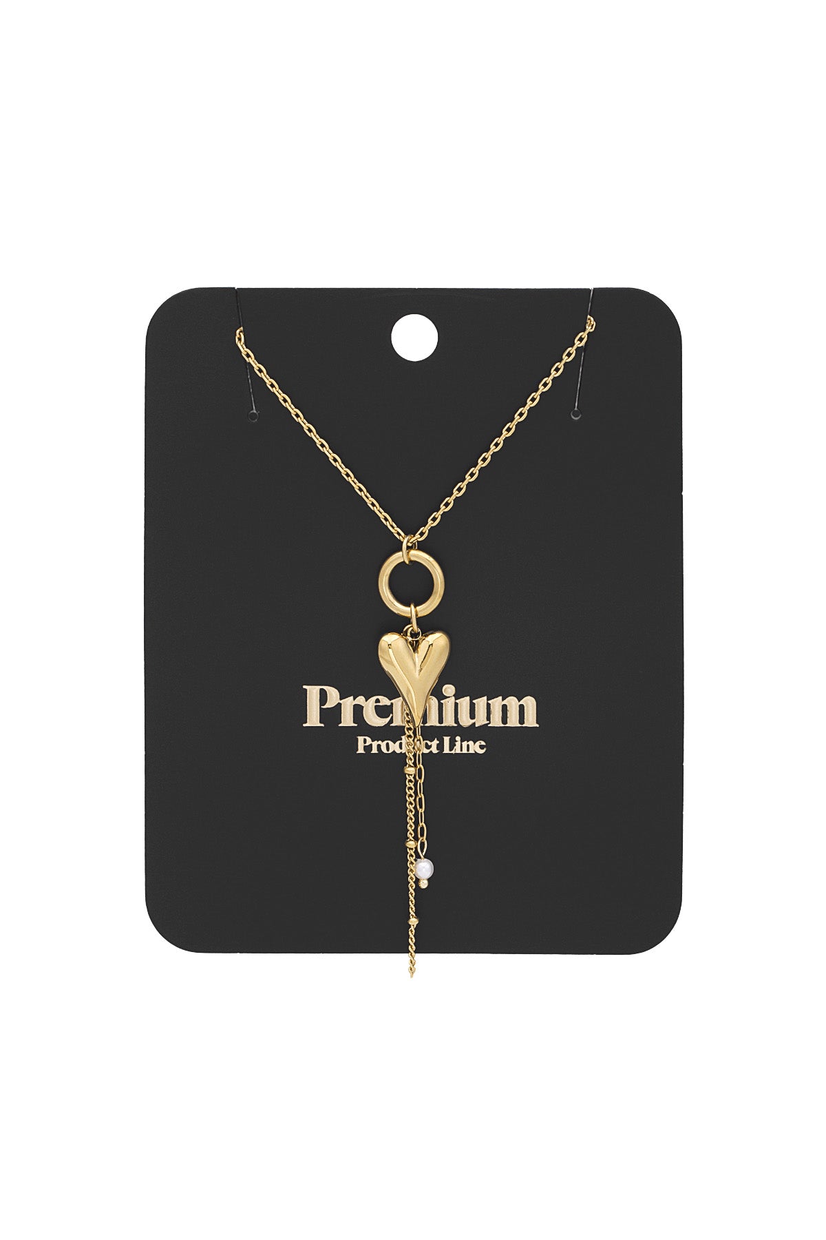 Women's necklace with 304 stainless steel pendant, imitation pearl with heart shape – image 3
