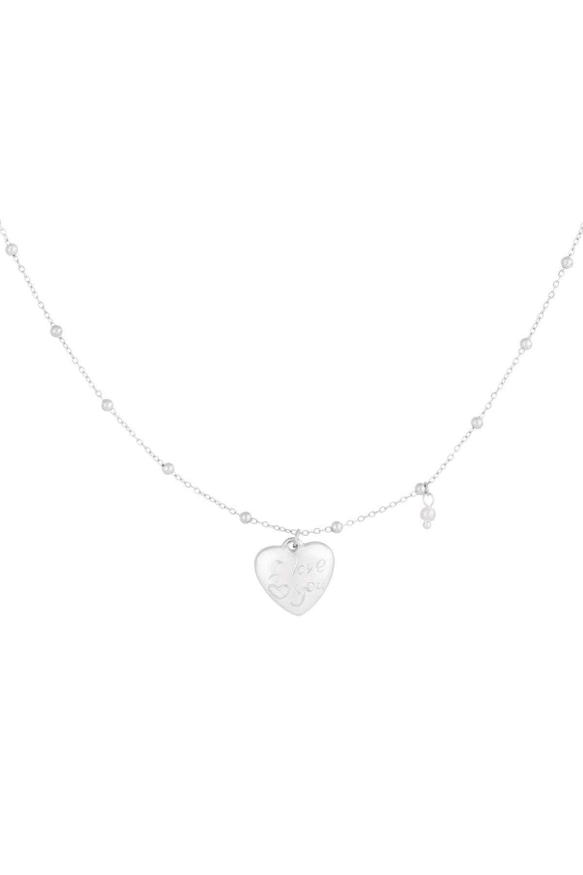 Collier femme en acier inoxydable 304 avec pendentif perle imitation cœur