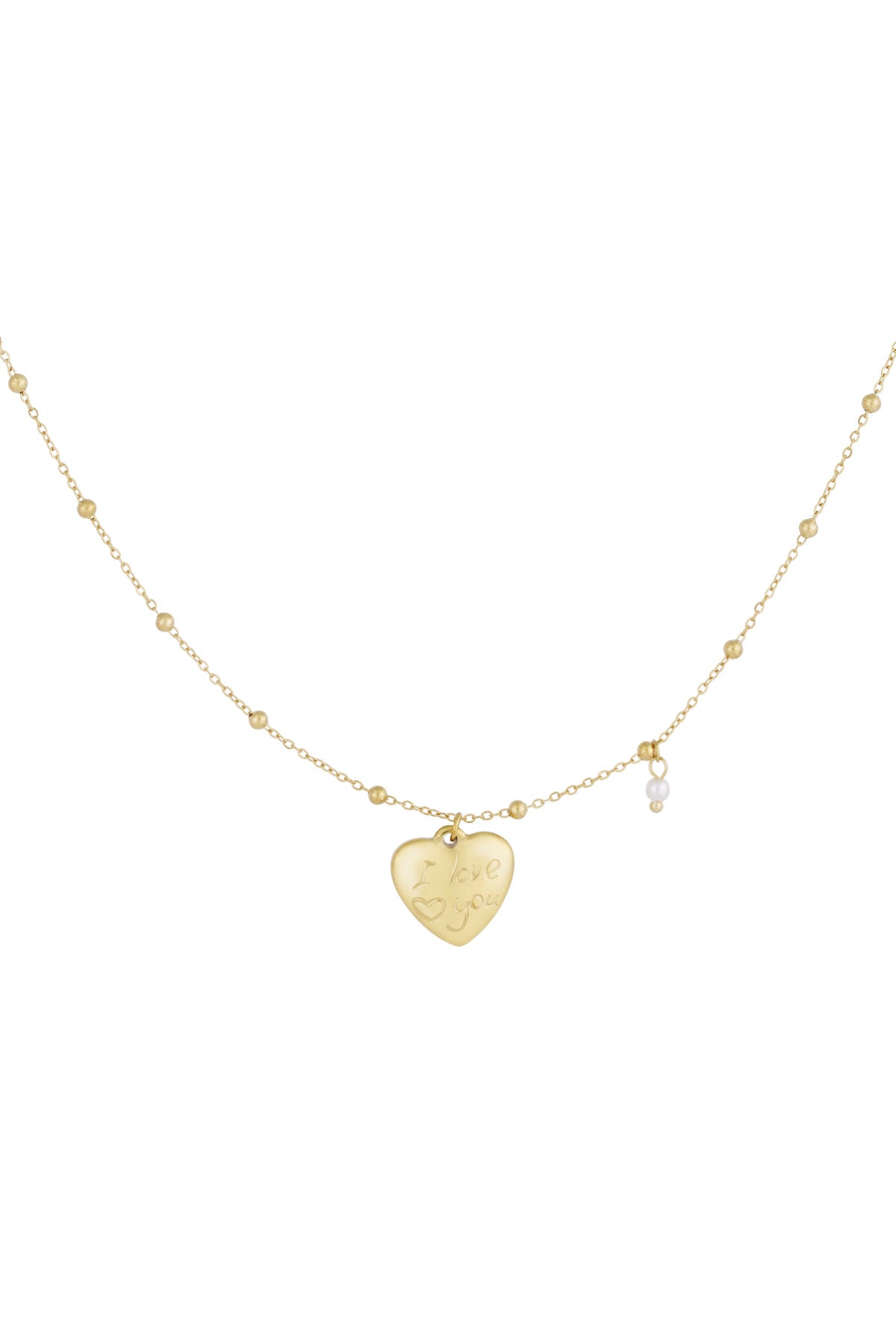 Collier femme en acier inoxydable 304 avec pendentif perle imitation cœur