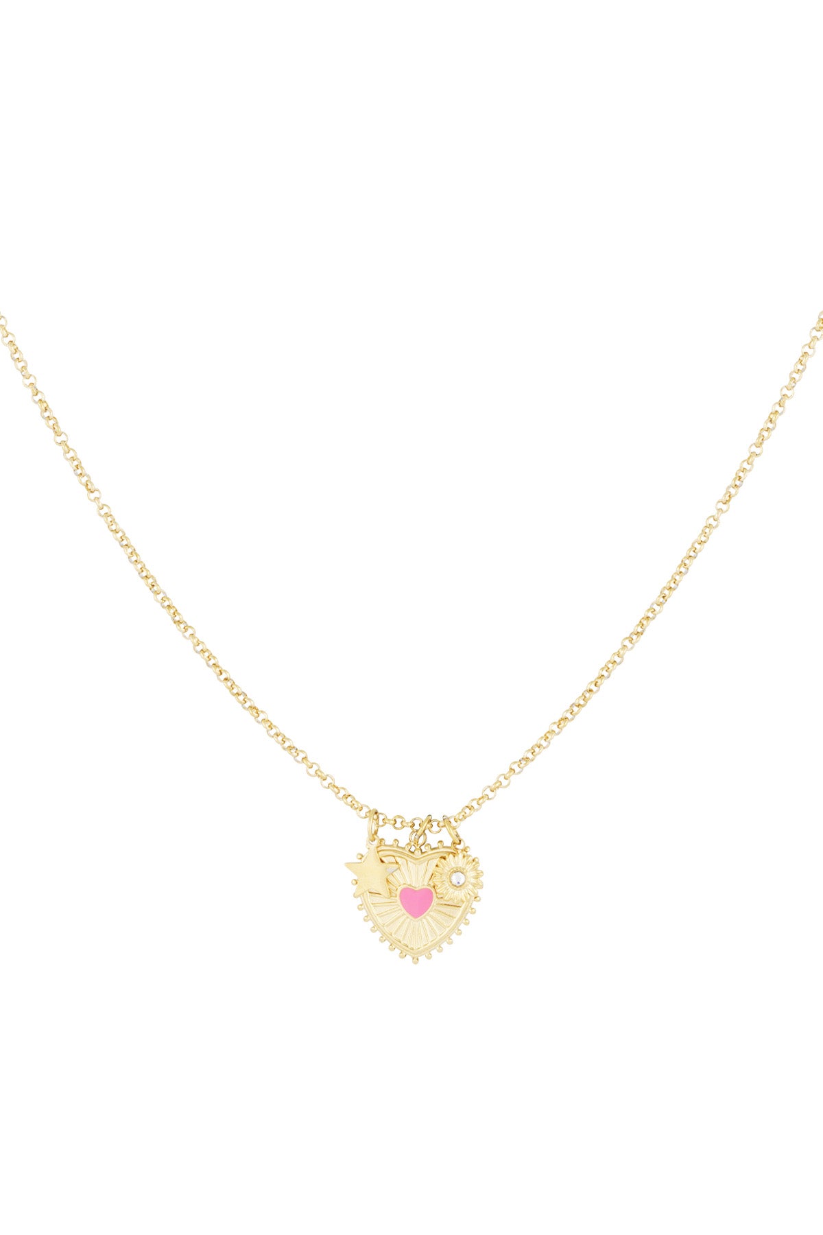 Women's necklace with pendant made of 304 stainless steel, enamel, rhinestones with heart shape