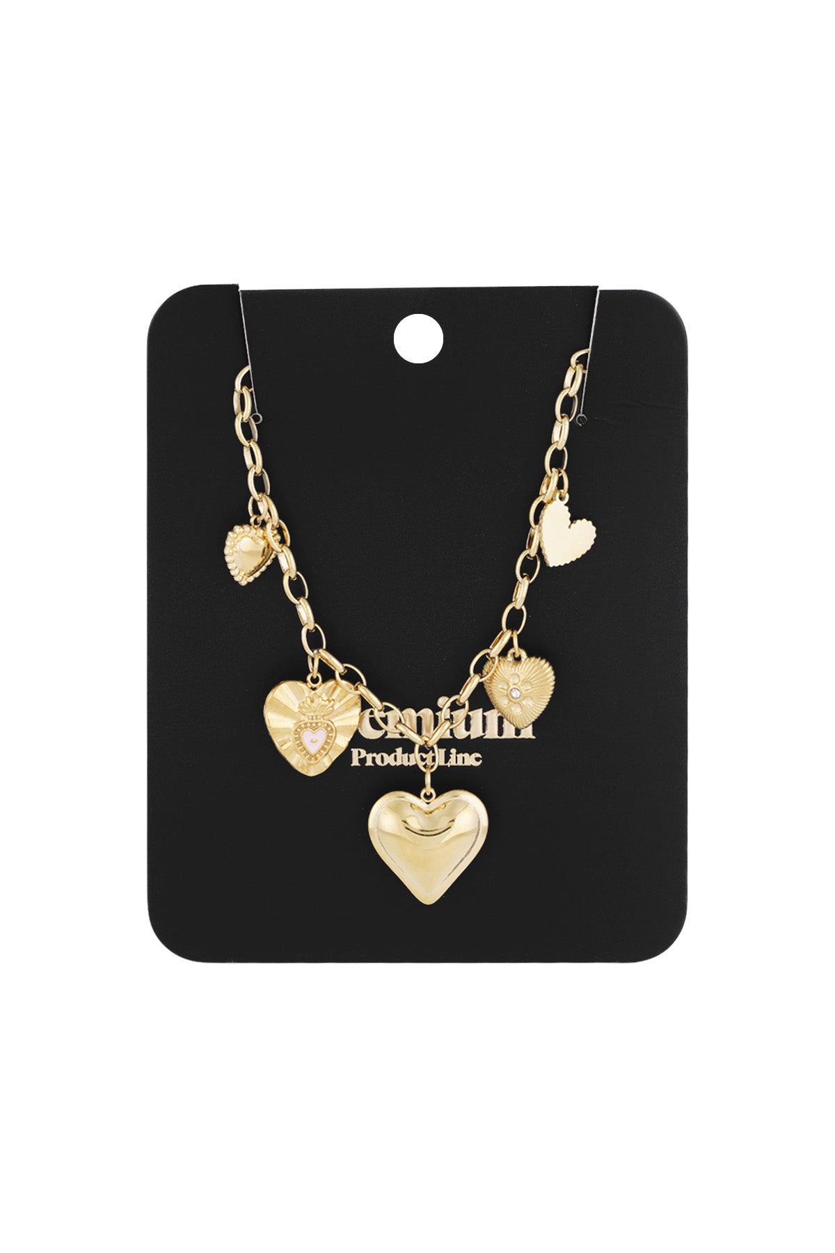 Women's necklace with heart-shaped pendant made of 304 stainless steel, enamel, rhinestones – image 3