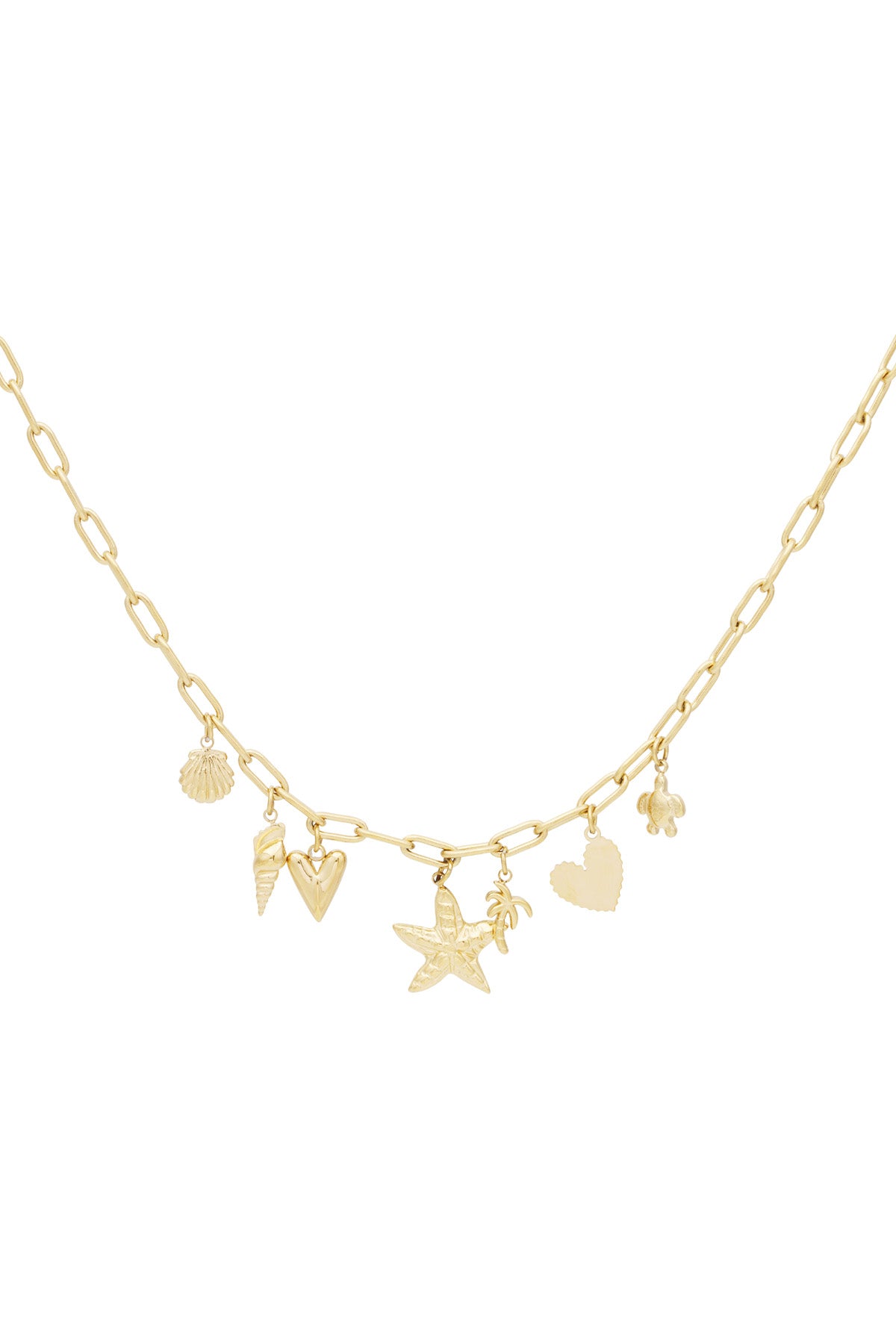 Collier pour femme en acier inoxydable 304 avec pendentif à motifs marins - doré