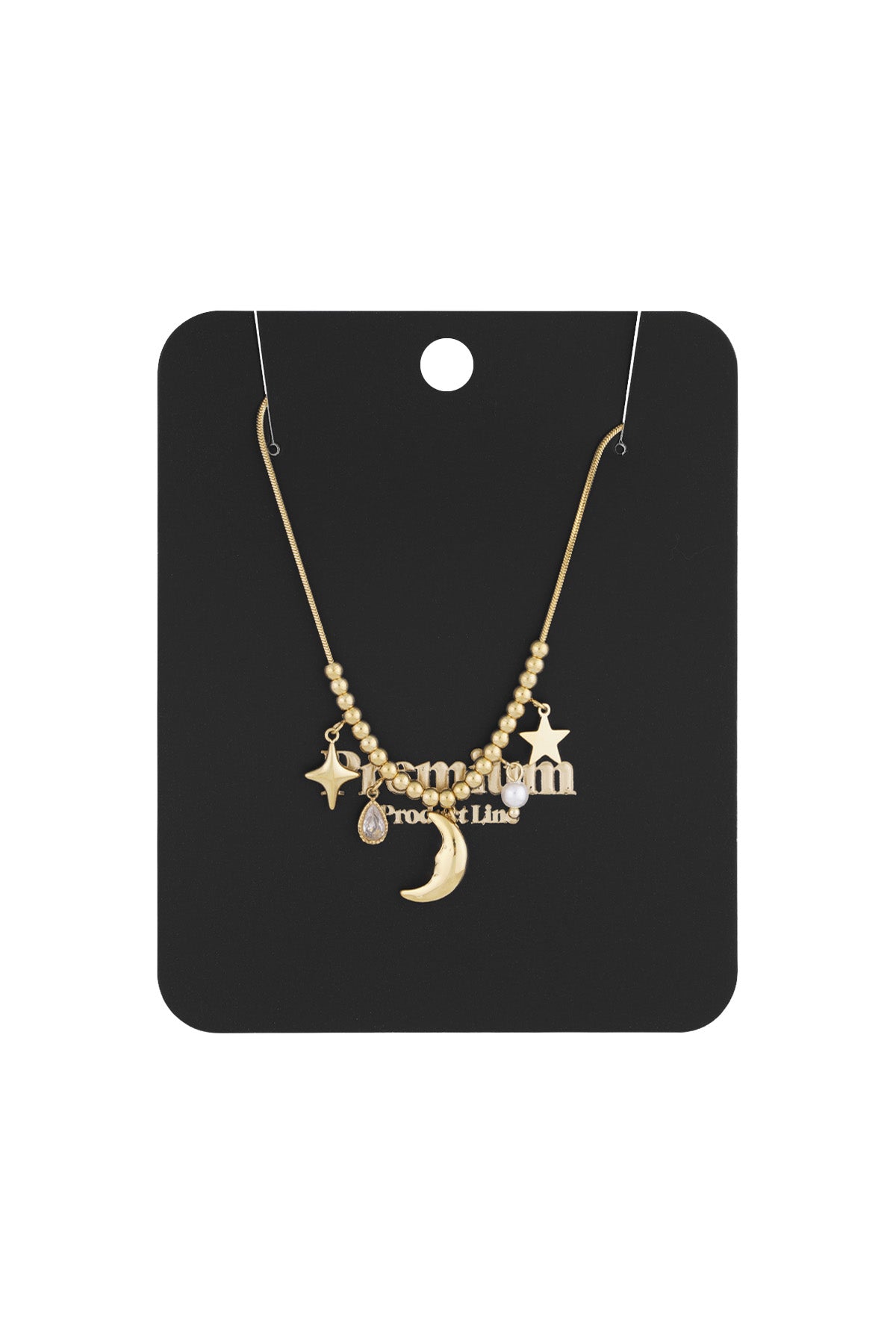 Collier pour femme avec pendentif en acier inoxydable 304, strass, perle d'imitation à motif soleil – photo 3