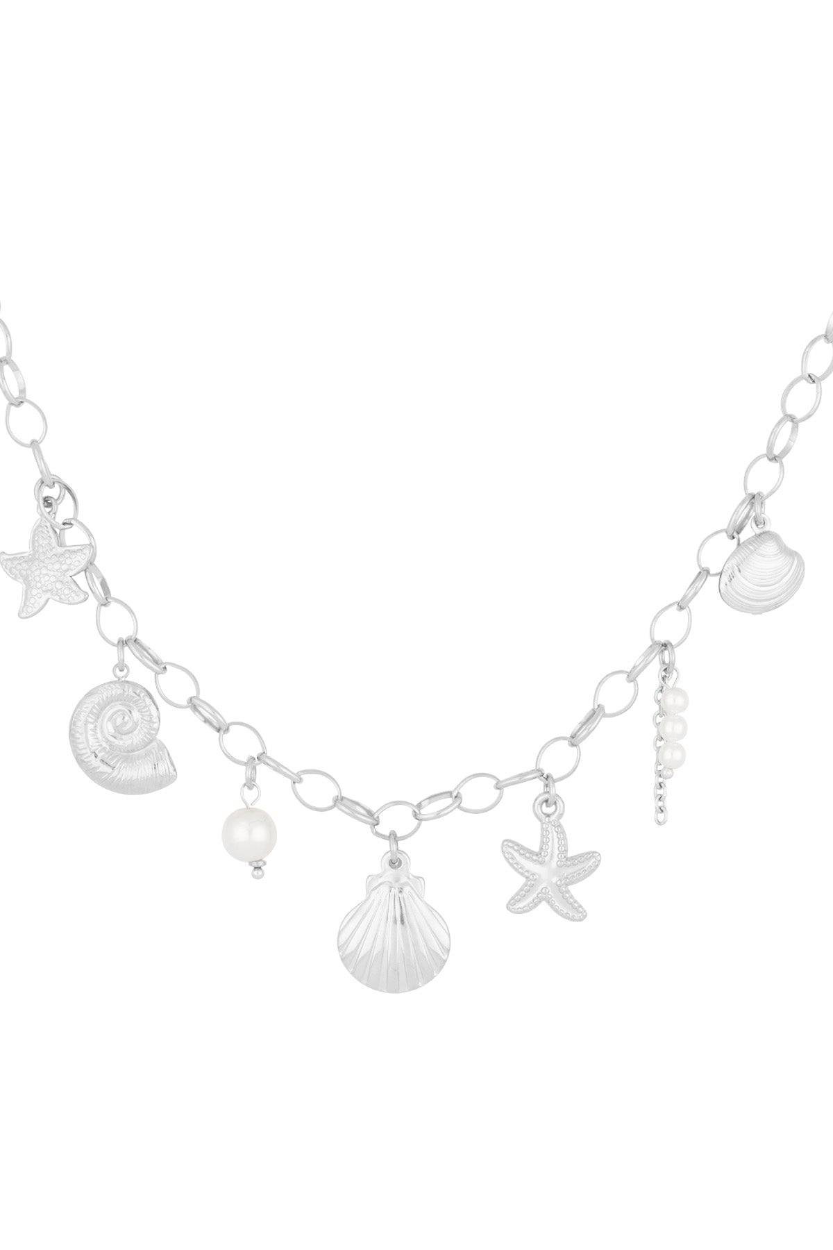 Women's necklace with 304 stainless steel pendant, imitation pearl with ocean details