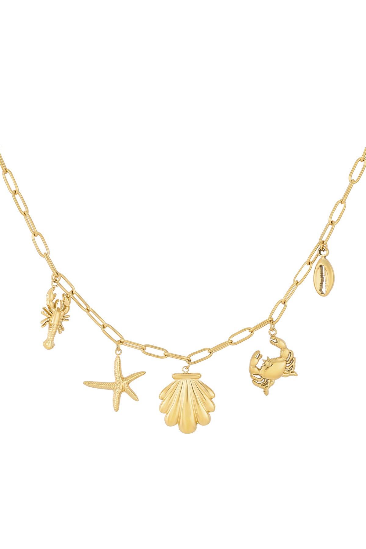 Women's necklace with 304 stainless steel ocean-themed pendant - gold-colored