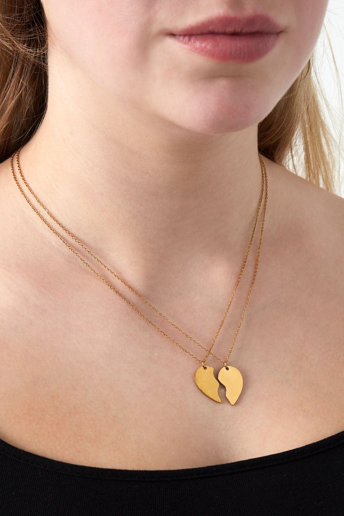 Parure de colliers pour femmes en acier inoxydable avec cœur – ton or et ton argent – photo 2