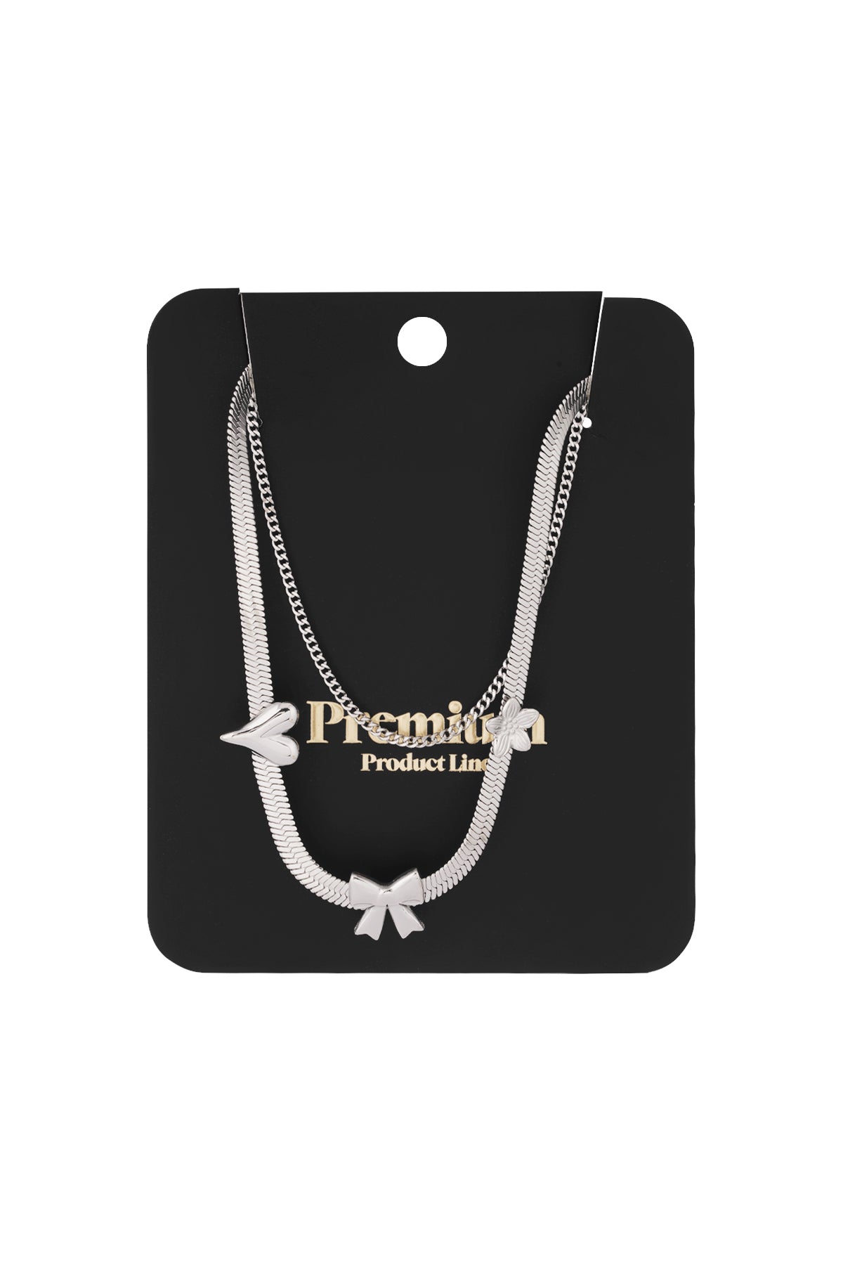 Layered women's necklace made of 304 stainless steel with a heart shape – gold colored – image 3