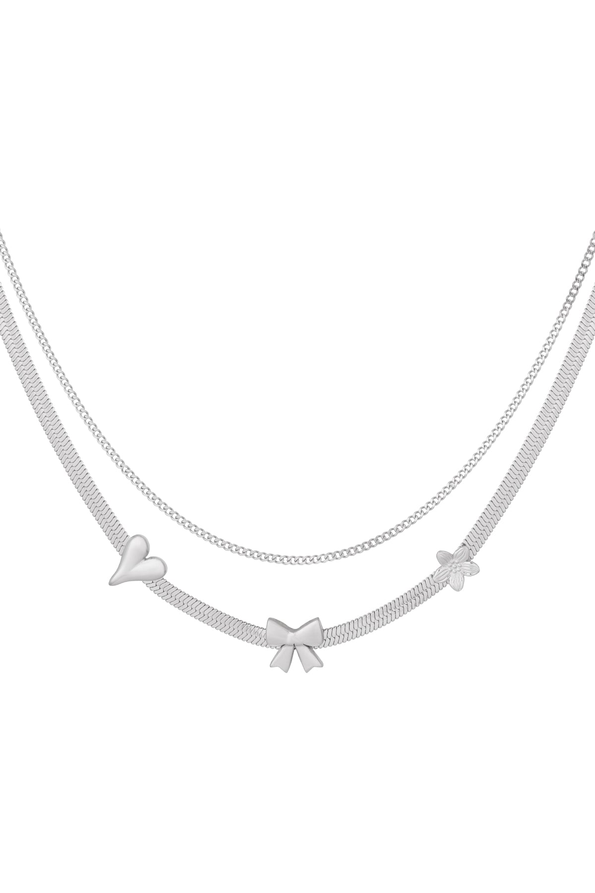 Collier pour femmes à couches en acier inoxydable 304 avec pendentif cœur – couleur or