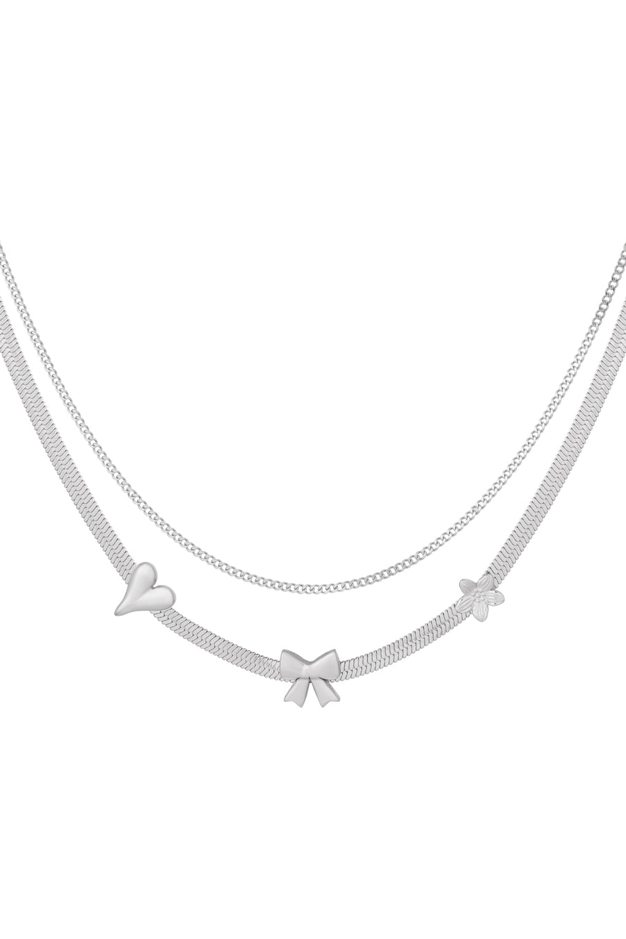 Collier pour femmes à couches en acier inoxydable 304 avec pendentif cœur – couleur or