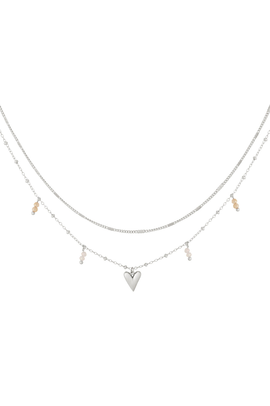 Collier à plusieurs rangs pour femme en acier inoxydable 304 avec pendentif cœur – couleur or