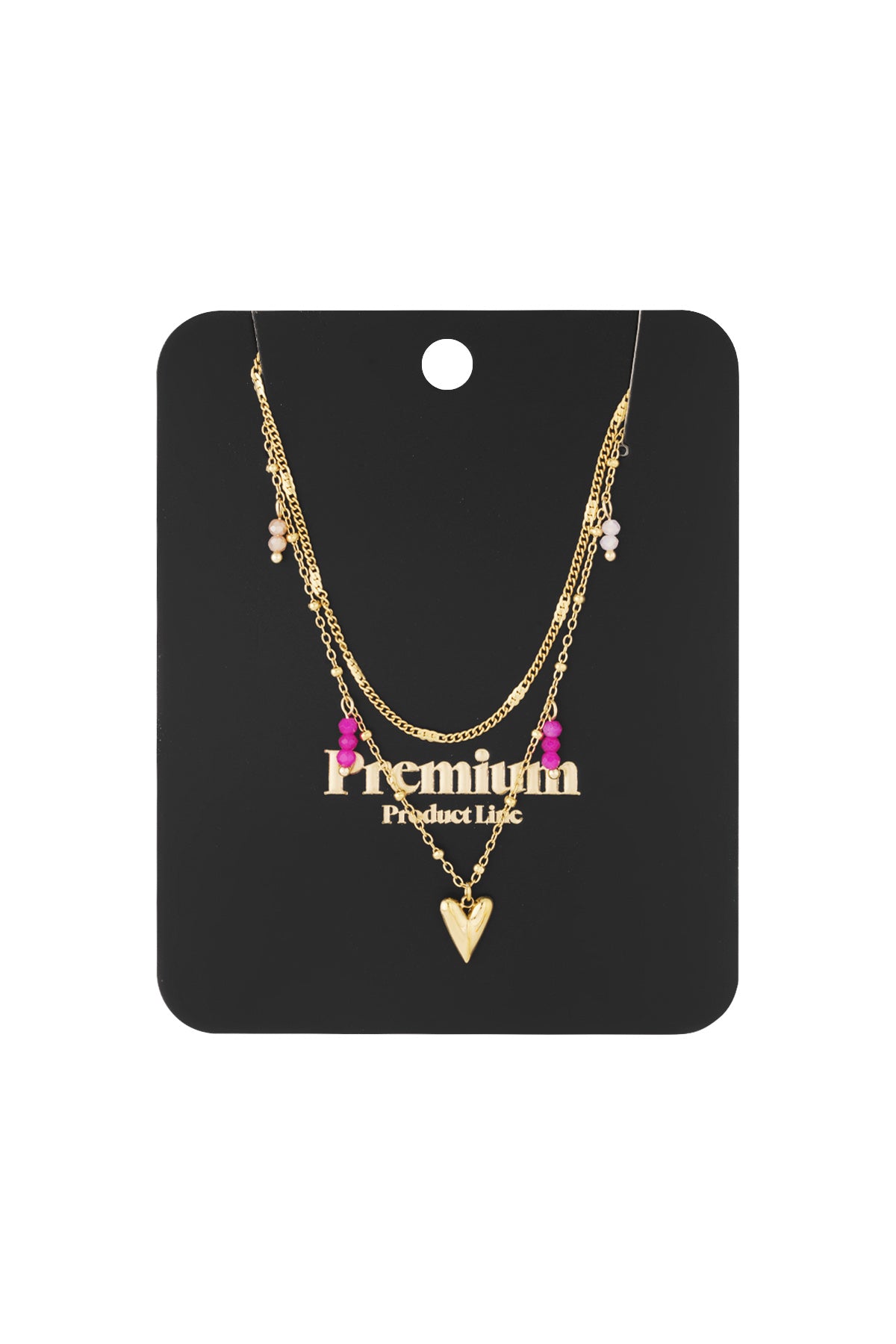 Layered women's necklace made of 304 stainless steel with a heart shape - gold colored – image 3