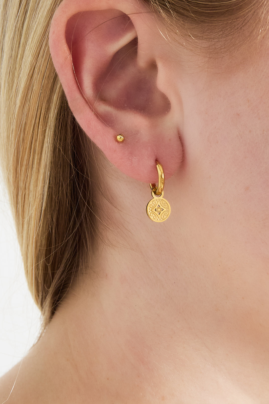 Boucles d'oreilles pendantes en acier inoxydable de forme organique pour femmes – couleur or – photo 2
