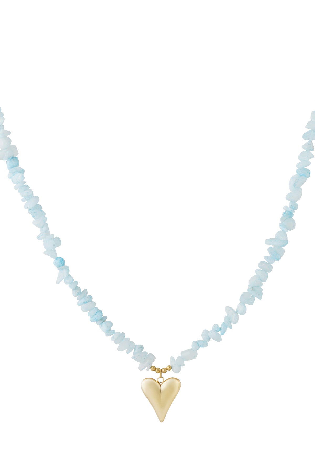 Collier de perles pour femme en pierre, acier inoxydable avec cœur – plusieurs coloris
