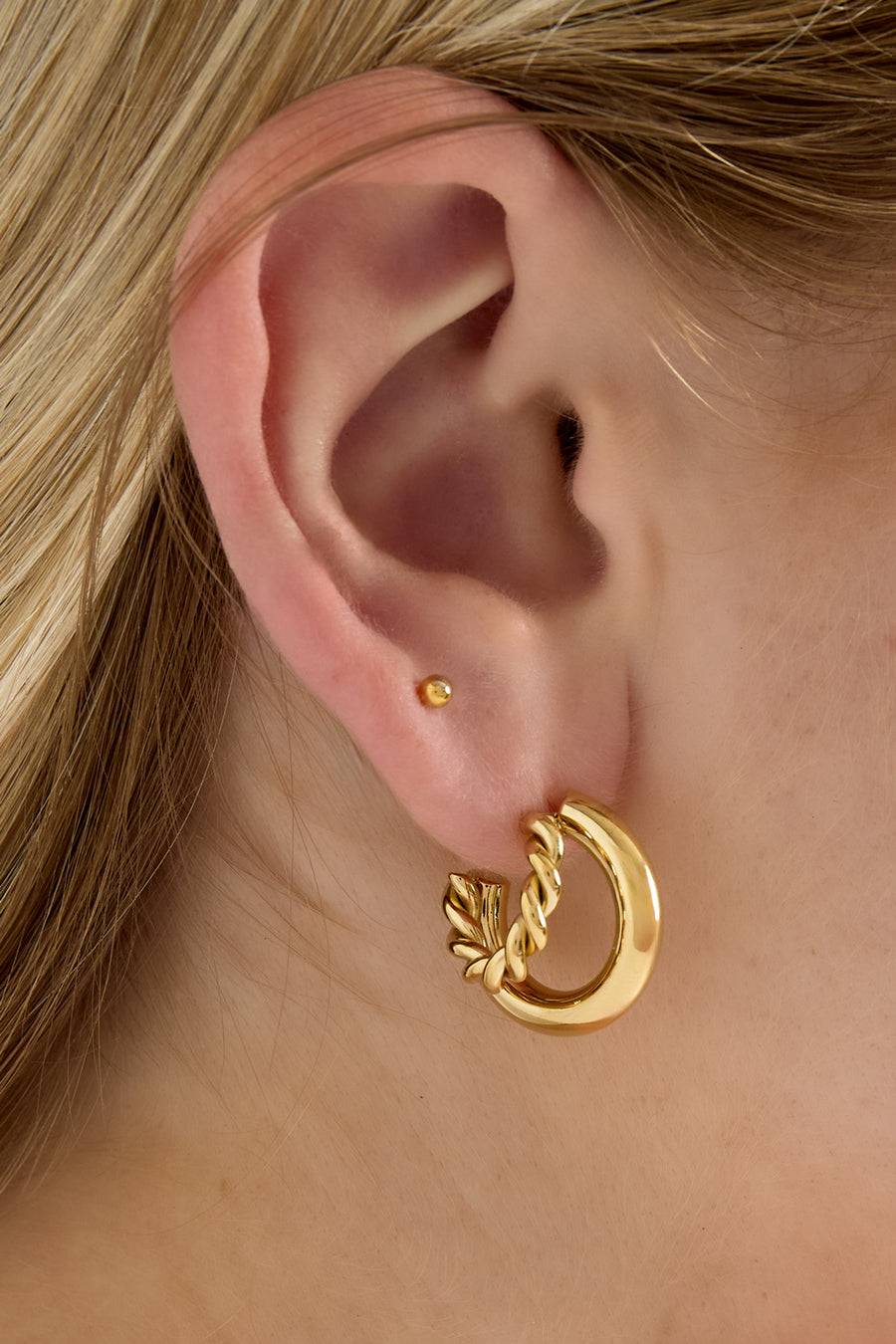 Boucles d'oreilles pendantes en acier inoxydable de forme organique pour femme – couleur or