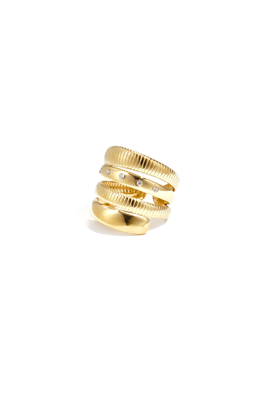 Bague pour femme en acier inoxydable avec forme organique – couleur or