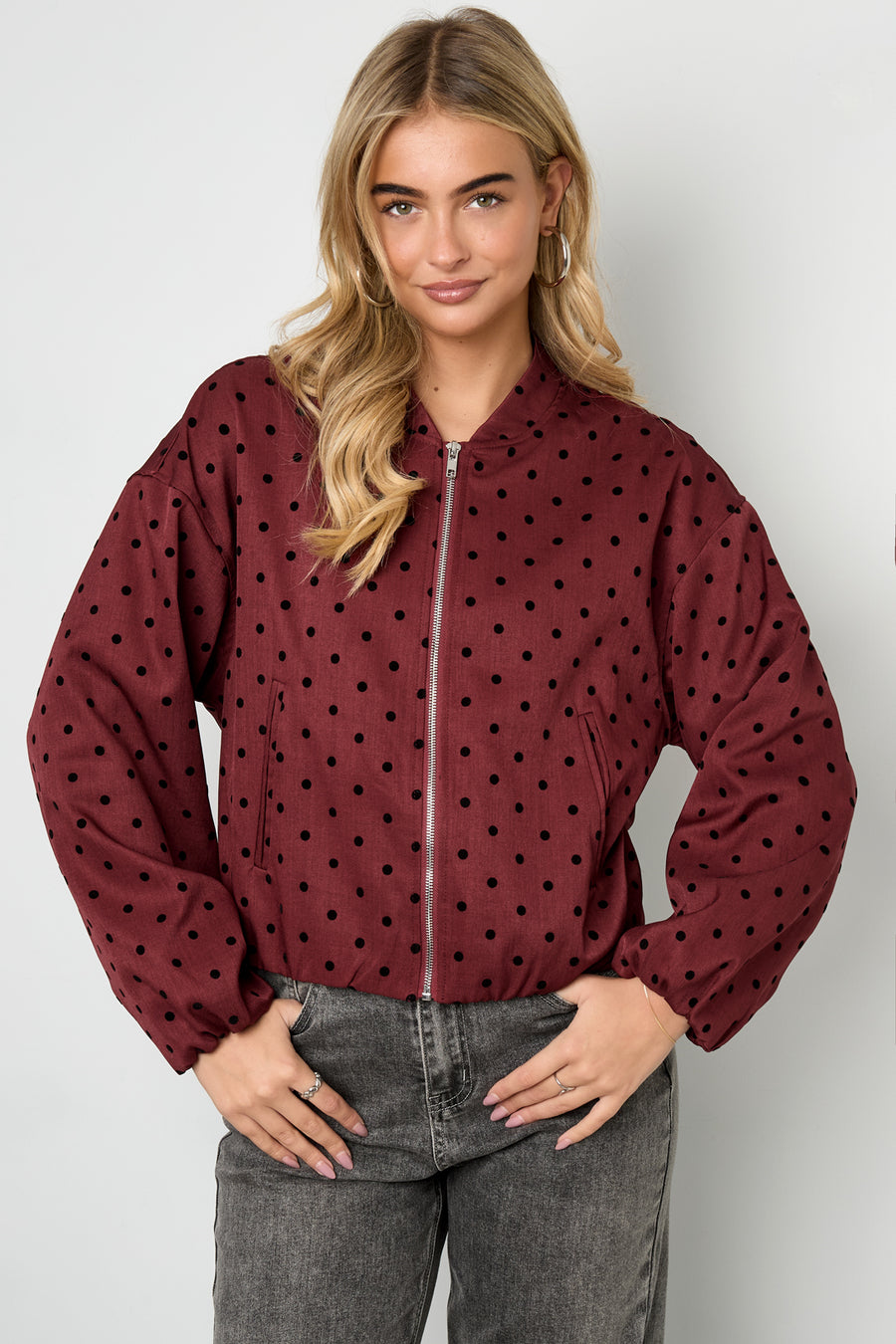 Dames casual jacket van polyester met stippen – productfoto 2