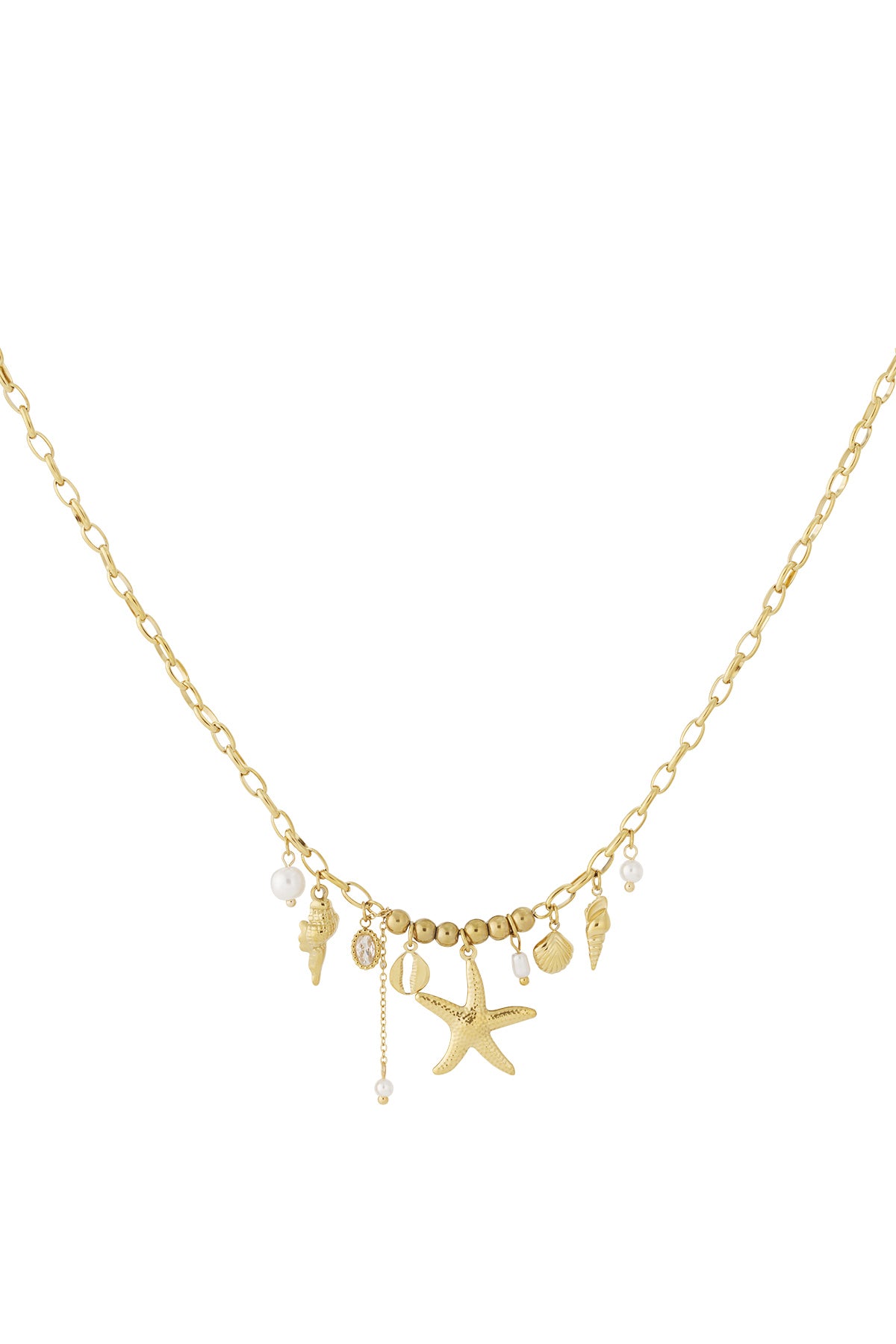 Collier pour femme avec pendentif en acier inoxydable 304, perle d'imitation, hématite, strass