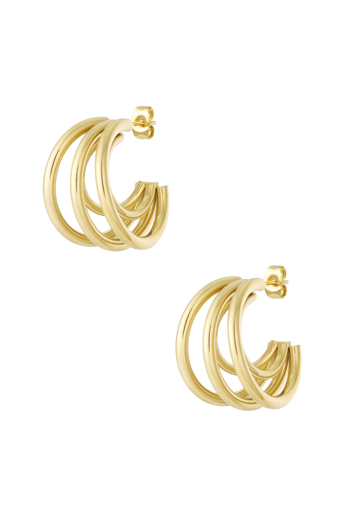 Women's Stainless Steel Hoop Earrings with Organic Shape – Gold-colored