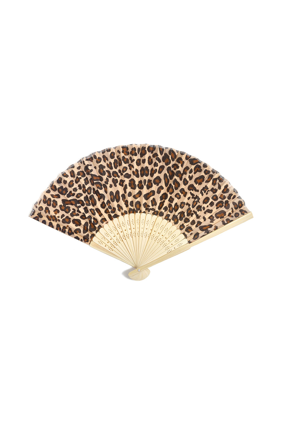 Éventail pliant en bambou, polyester – marron