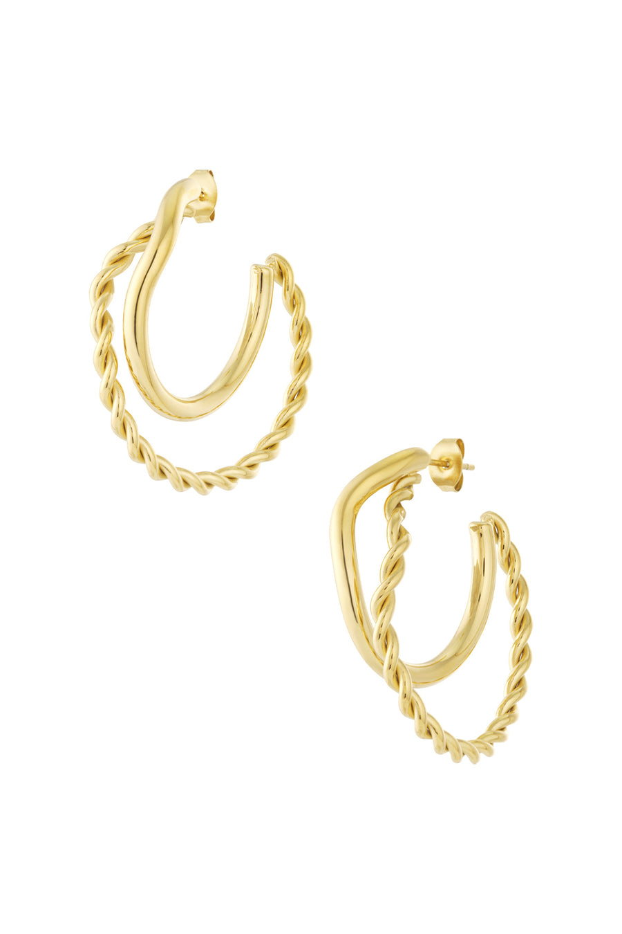 Boucles d'oreilles créoles pour femmes en acier inoxydable, forme organique – doré