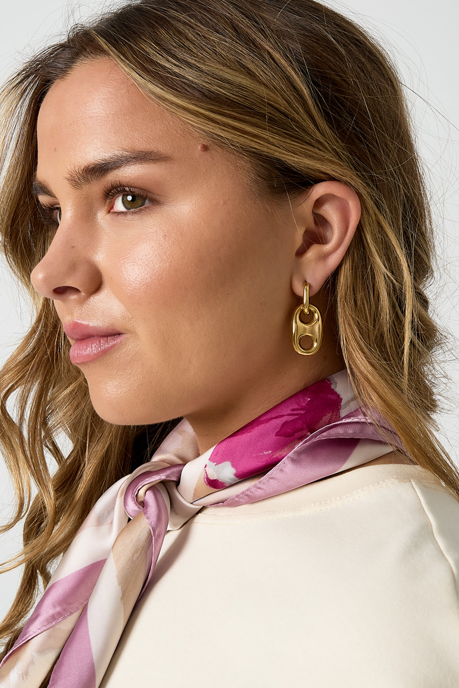 Women's Stainless Steel Drop Earrings with Organic Shape – Gold-Colored