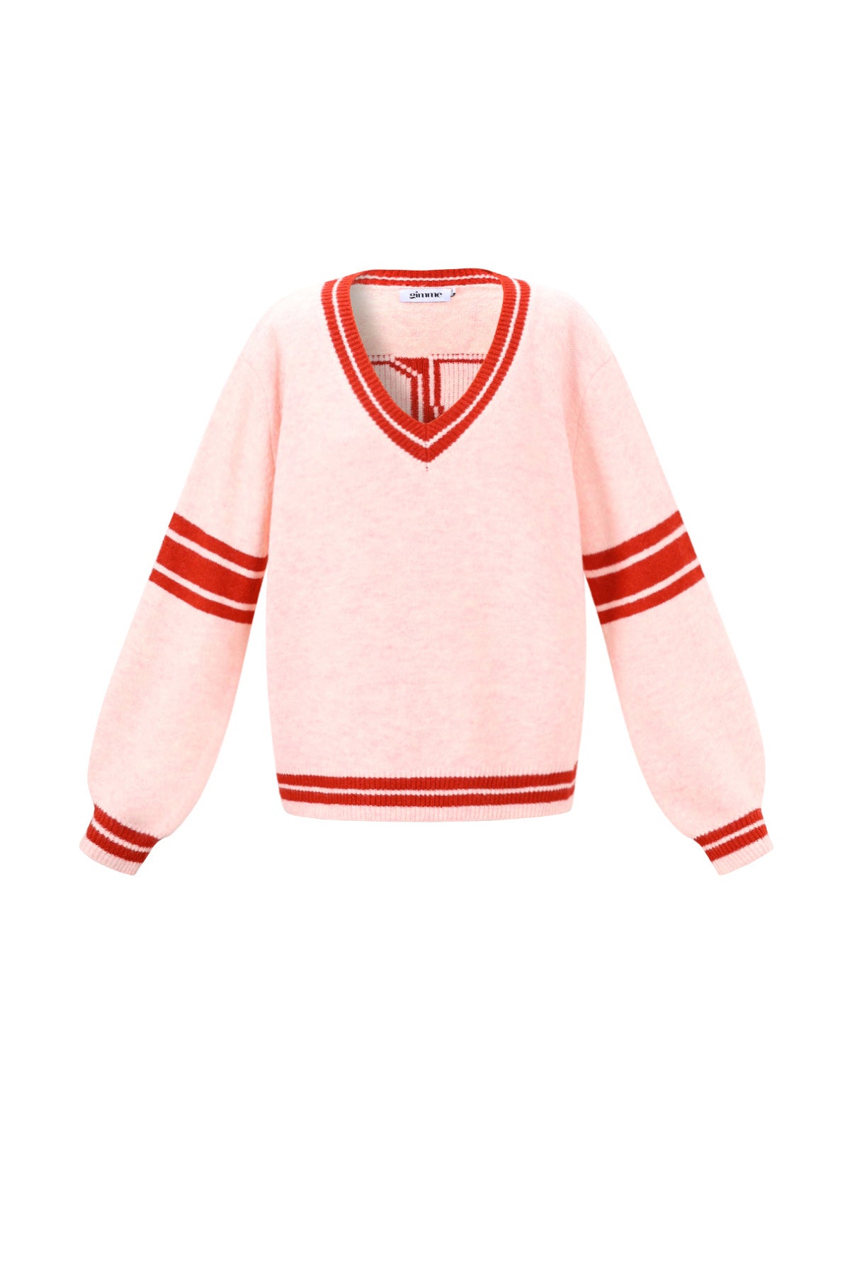 Pull tricot femme à rayures contrastantes et col en V