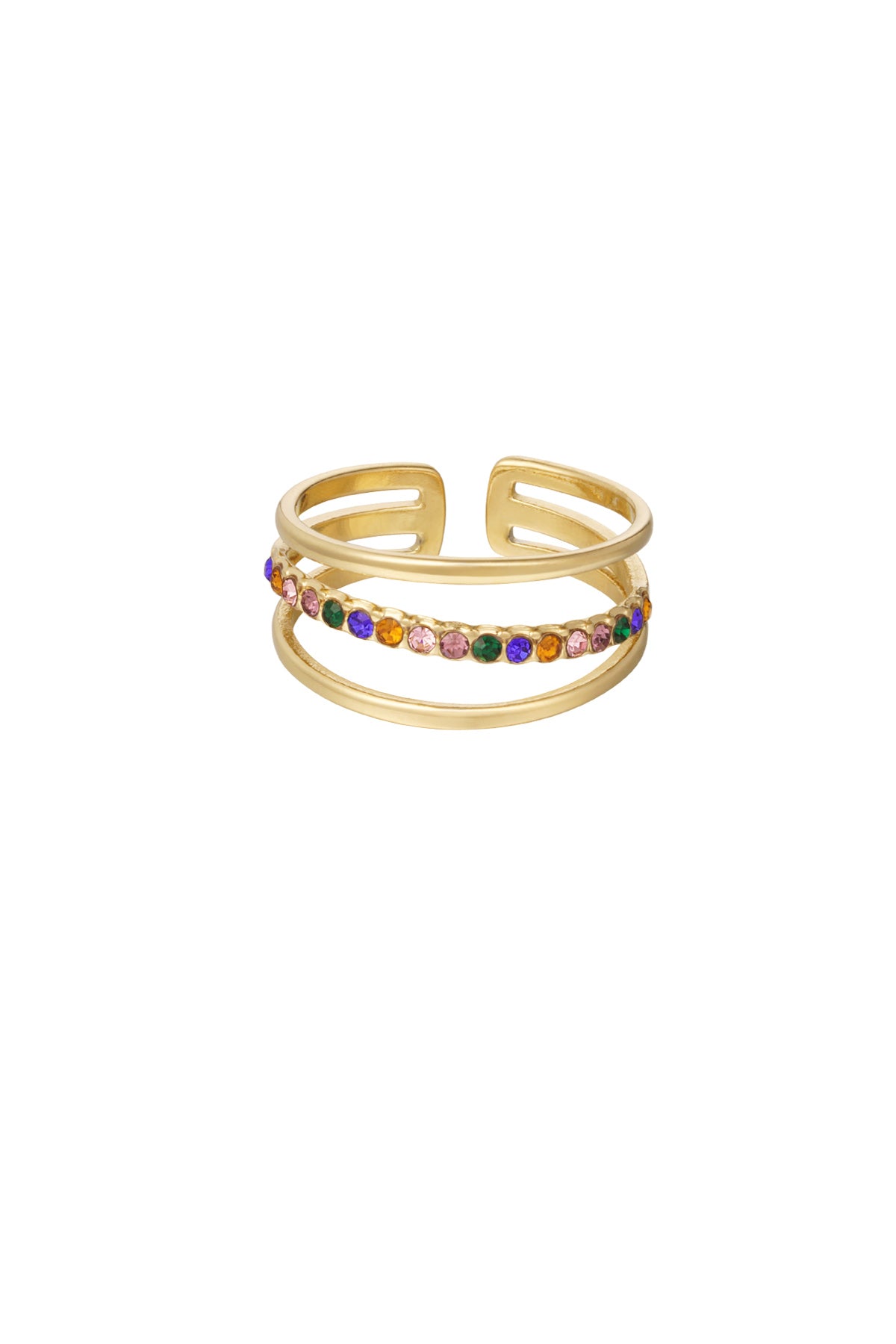 ring drie laags met rij steentjes