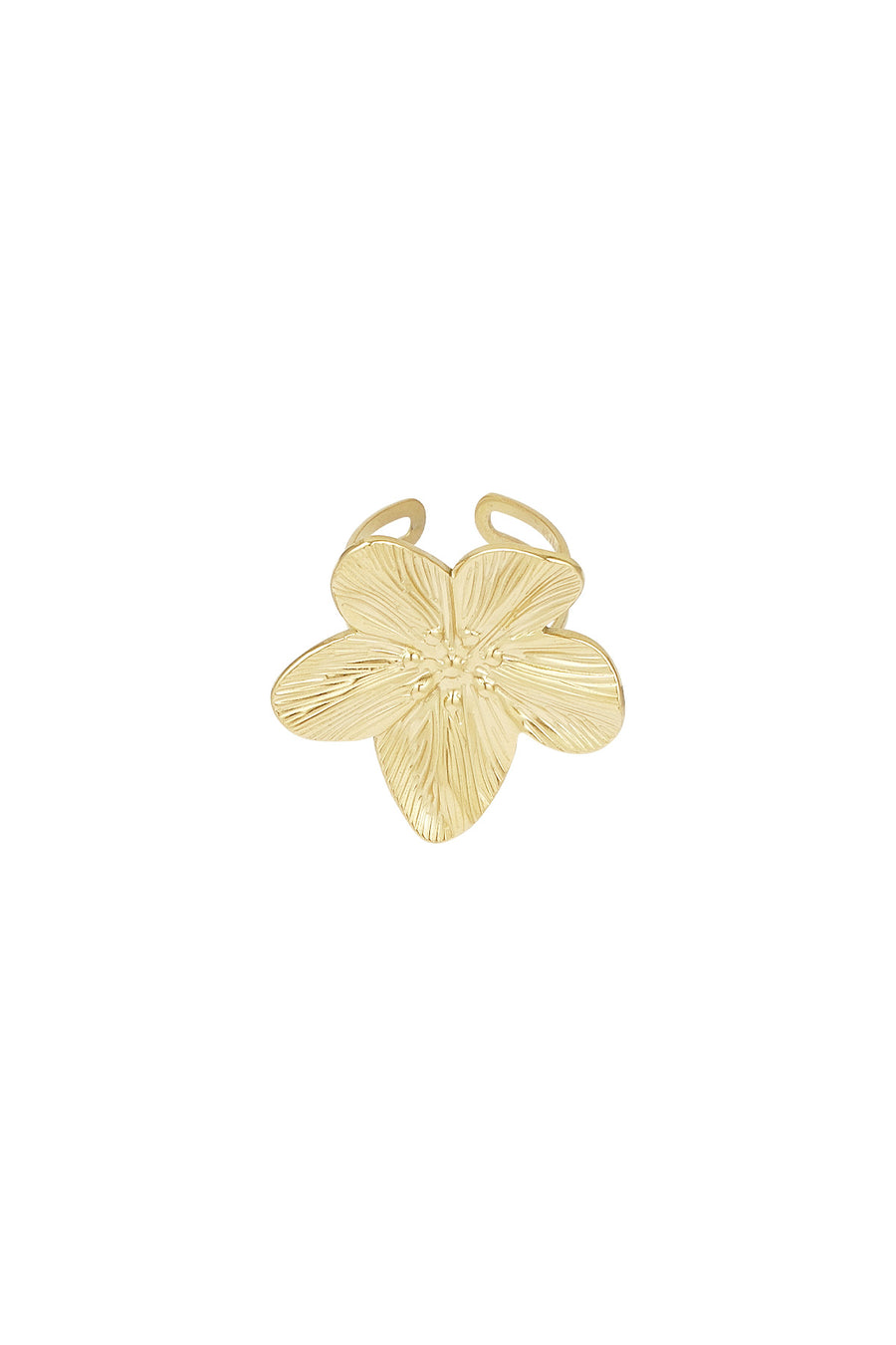 Bague tendance pour femme en acier inoxydable avec motif floral – doré