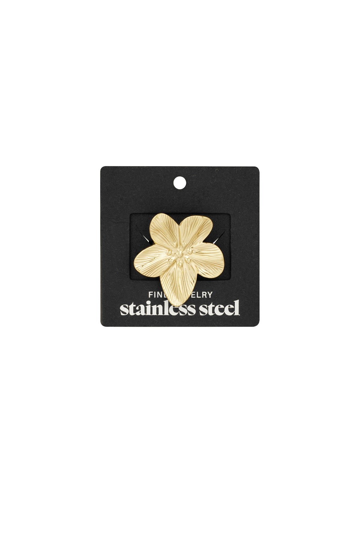 Women's Stainless Steel Statement Ring with Floral Design – Gold-Colored – image 3