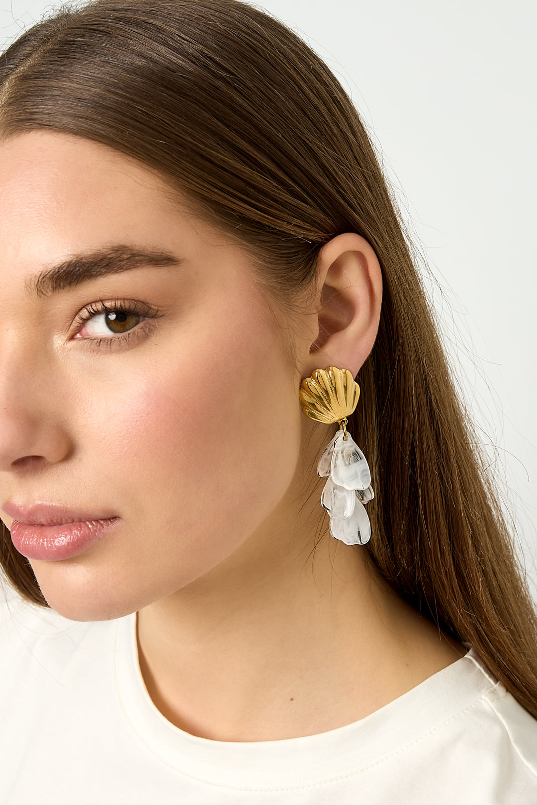 Boucles d'oreilles pendantes en acier inoxydable avec motif coquillage – plusieurs couleurs – photo 4