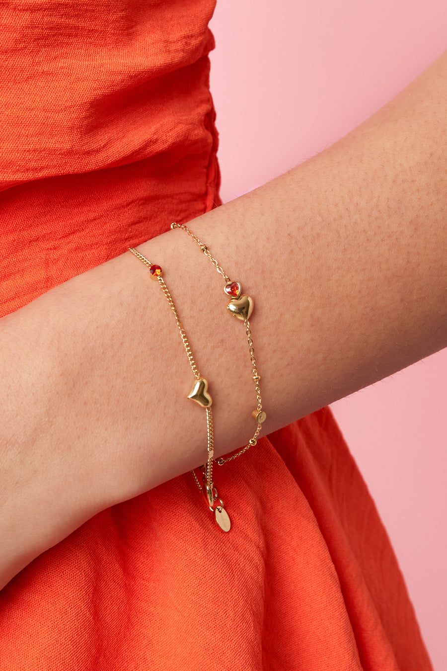 Bracelet à charms pour femme en acier inoxydable avec cœur – doré et argenté