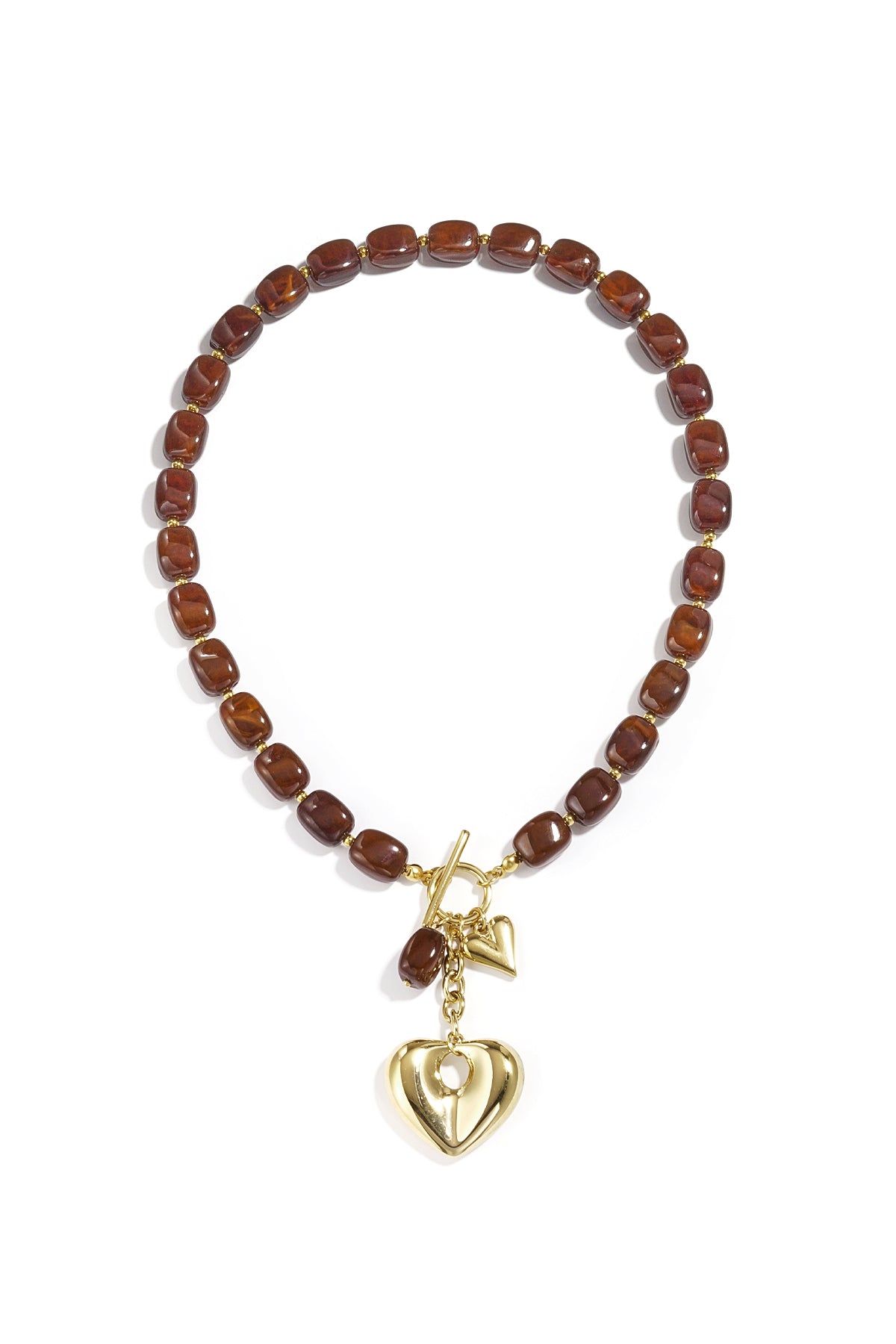 Women's acrylic beaded necklace with heart shape – multiple colours