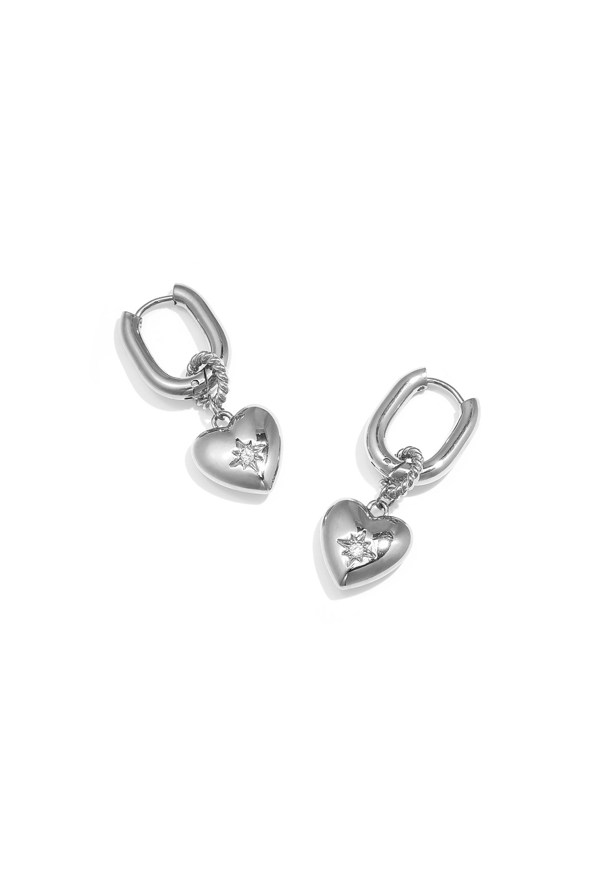 Women's Stainless Steel Dangle Earrings with Heart Shape – Gold-Plated