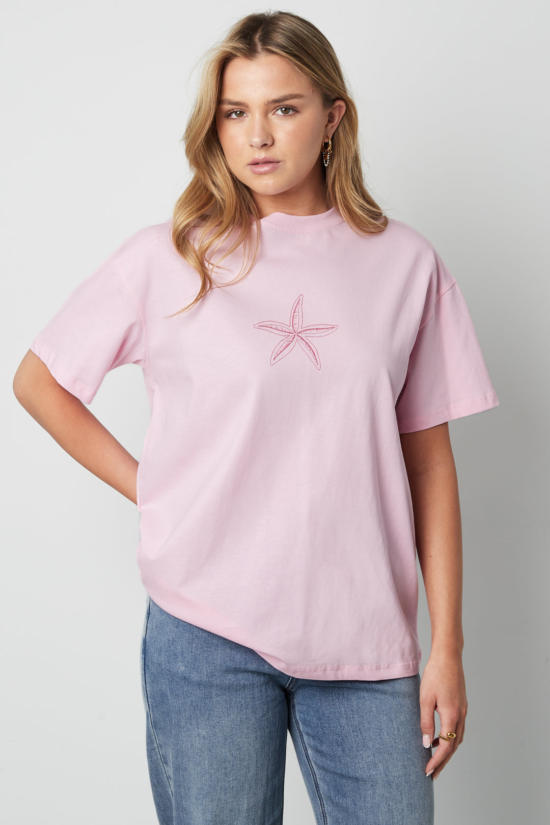 T-shirt pour femmes avec motif étoile de mer et imprimé texte – photo 5