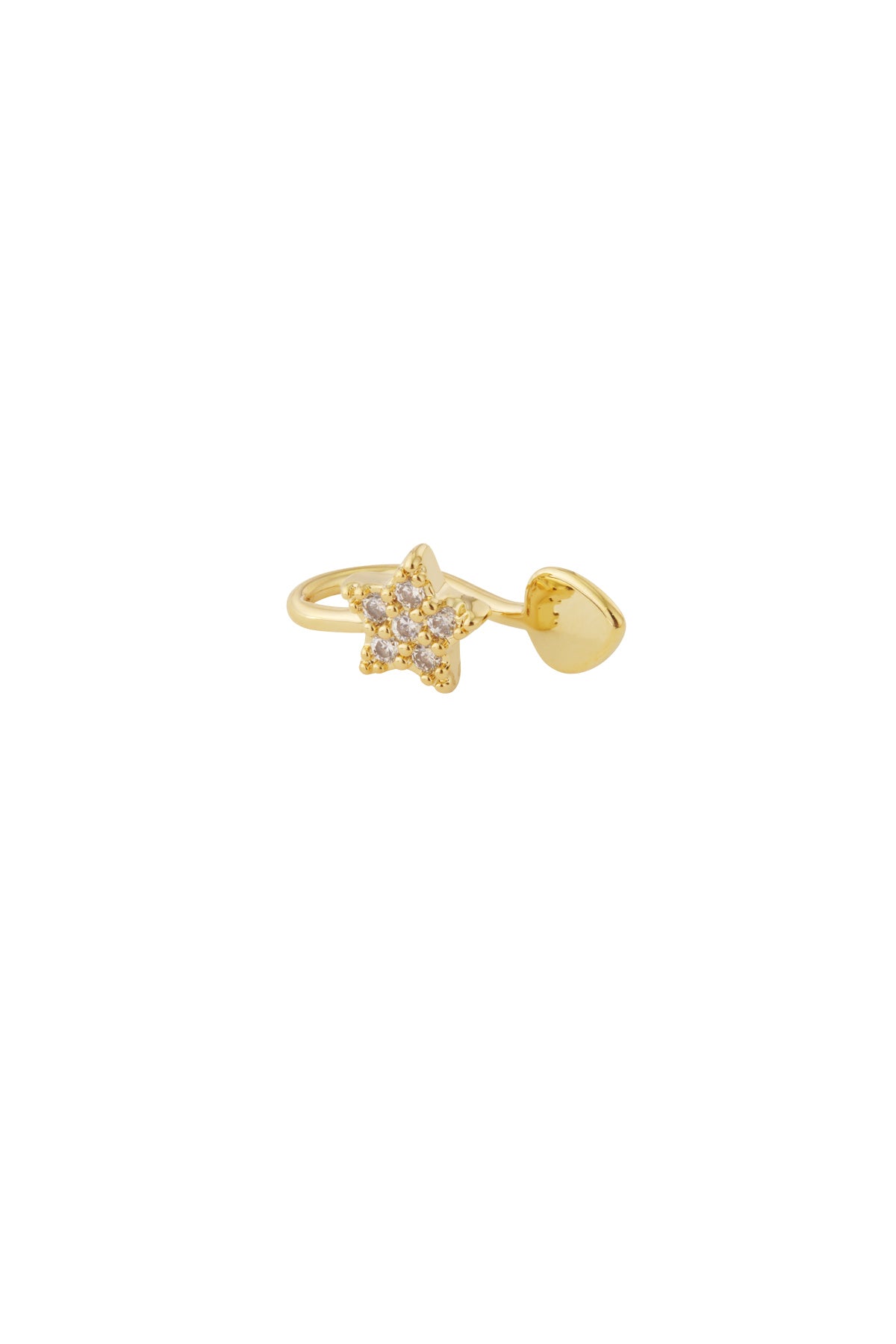 Women's copper ear cuff with star motif – gold and silver coloured