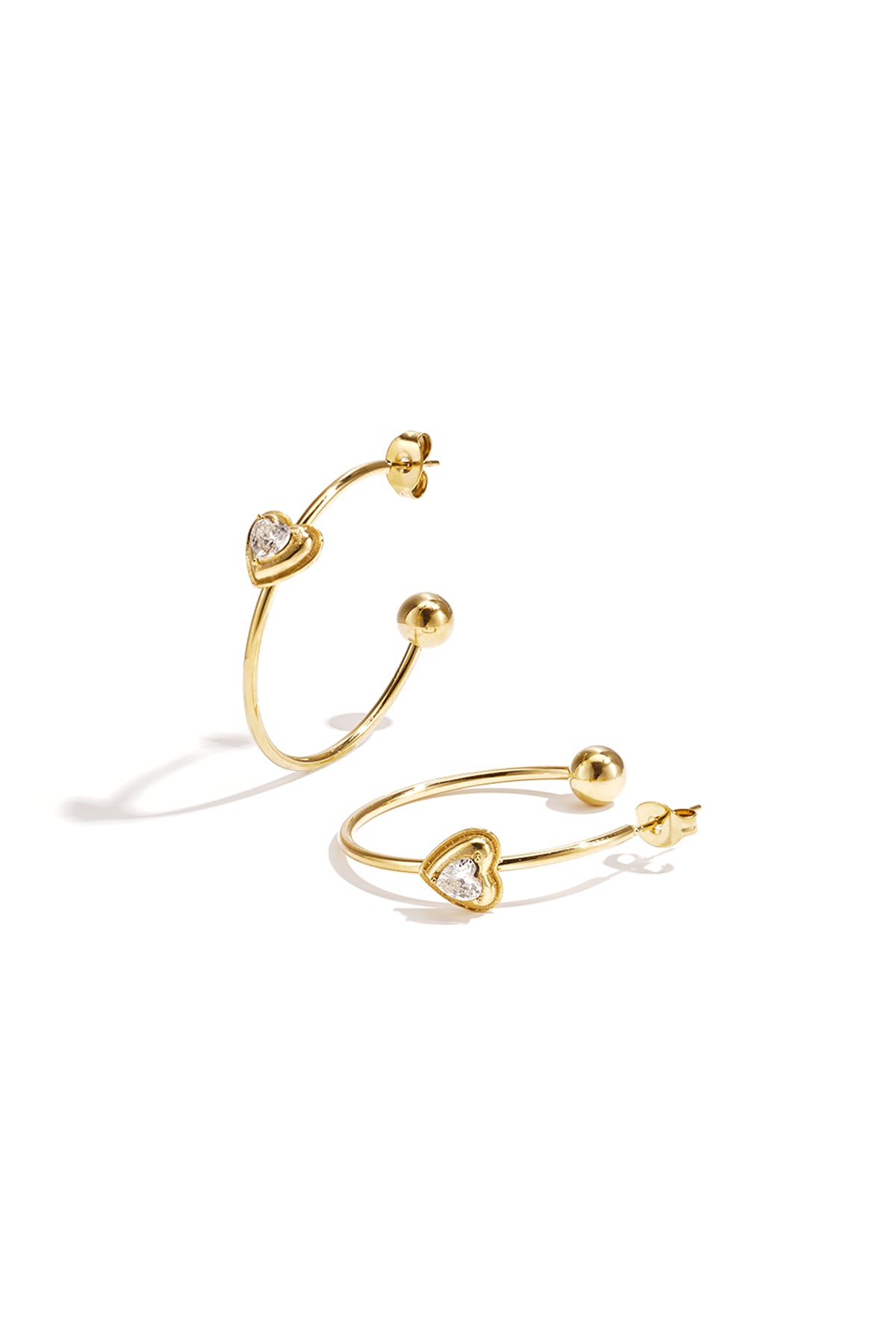 Boucles d'oreilles créoles pour femmes en acier inoxydable en forme de cœur – couleur or et argent