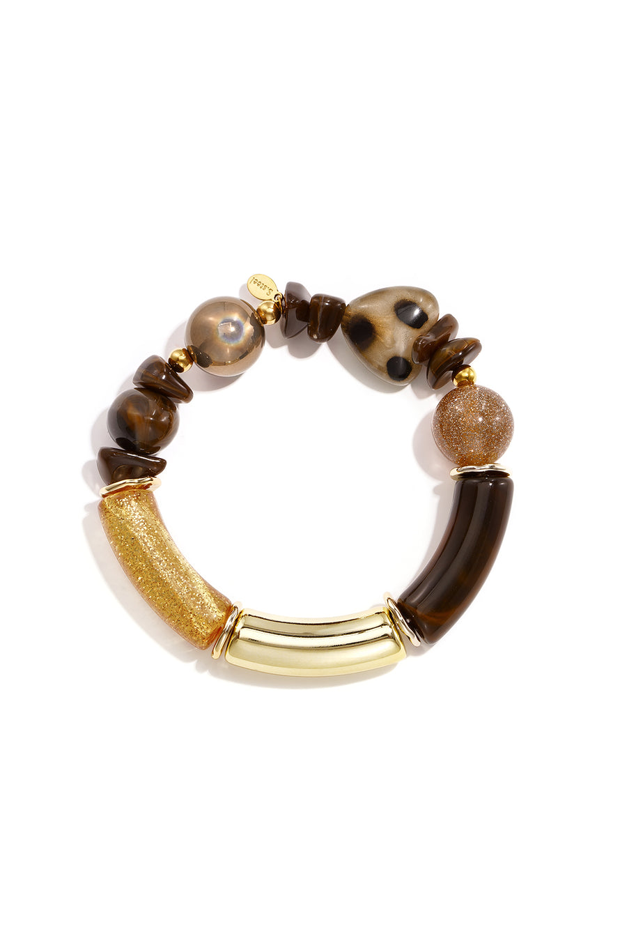Bracelet à perles pour femmes en acrylique, acier inoxydable, CCB – marron café et vert