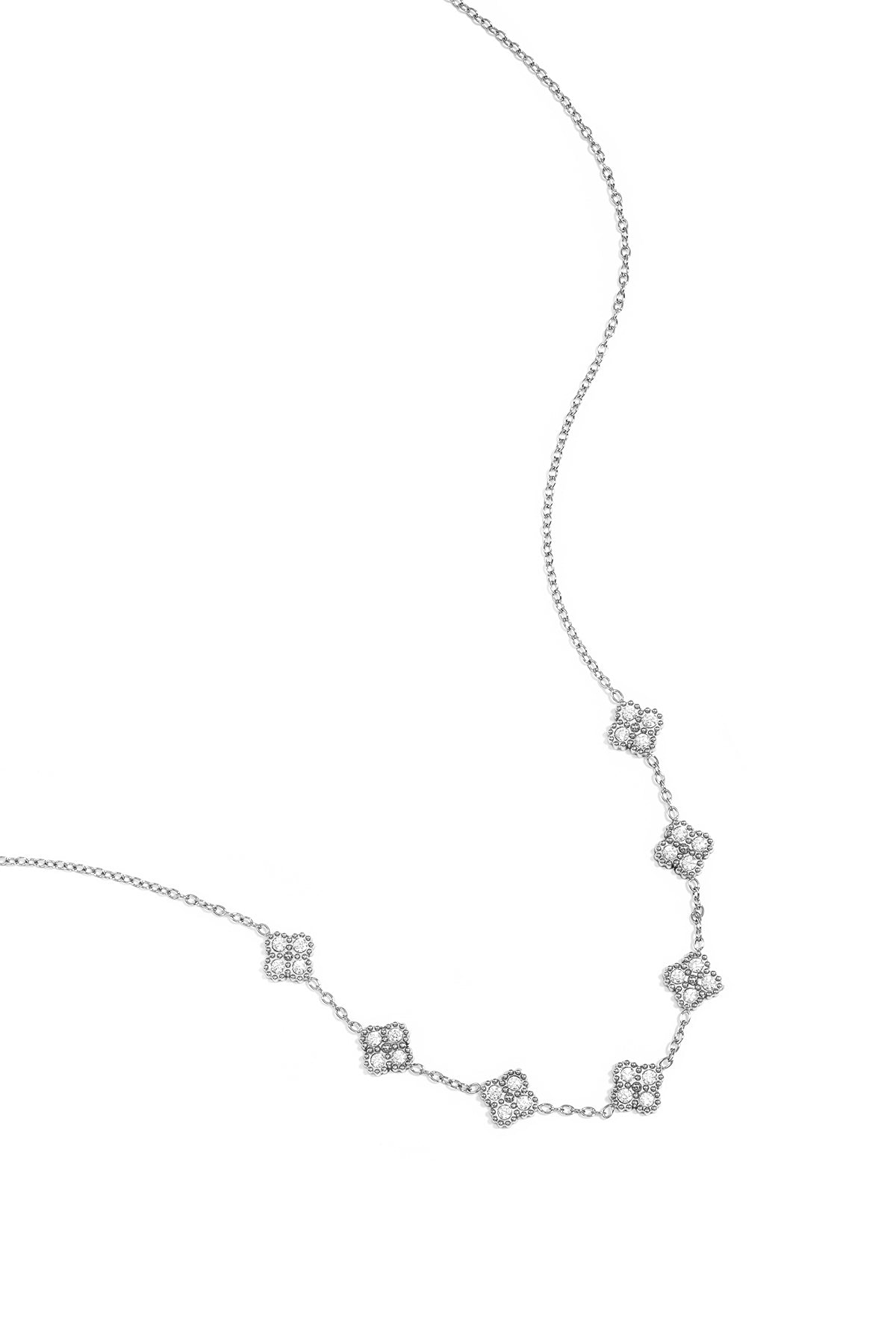 Ketting met zirkonia belegde klavers
