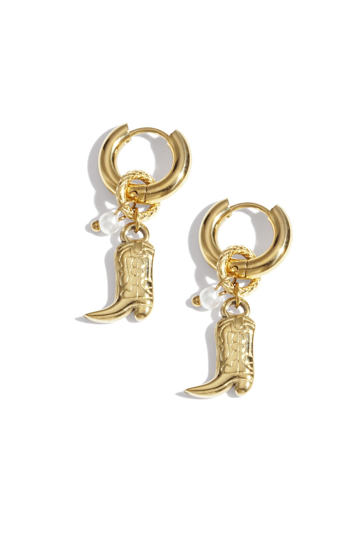 Women's dangle earrings in stainless steel – gold and silver coloured