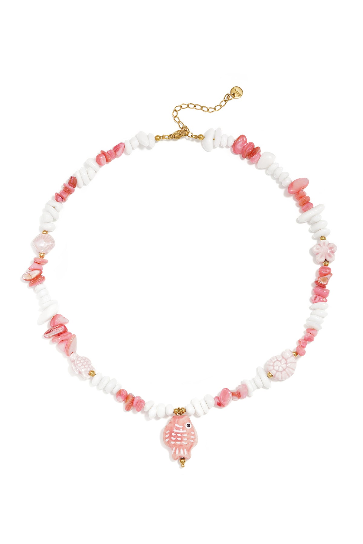 Collier de perles en céramique pour femme avec motif poisson – plusieurs coloris