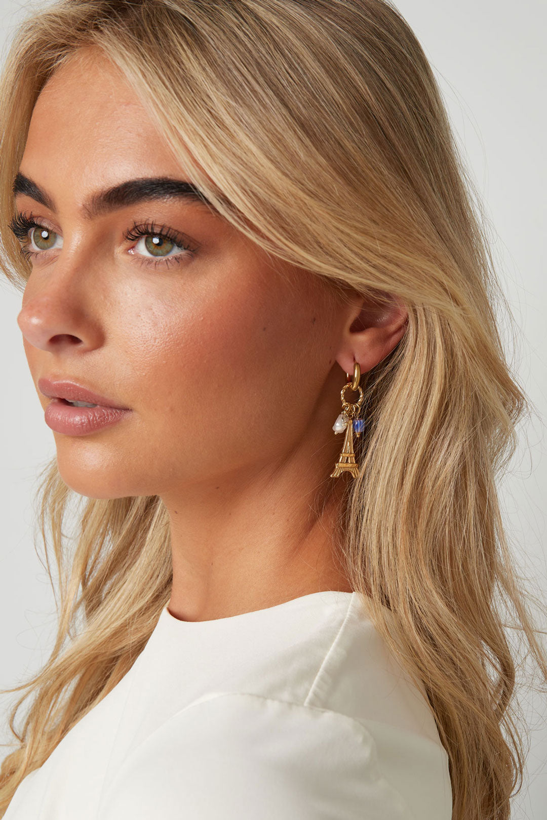 Dangle Earrings for Women, 304 Stainless Steel, Imitation Pearl, Stone, Glass, Hematite - Golden – image 2