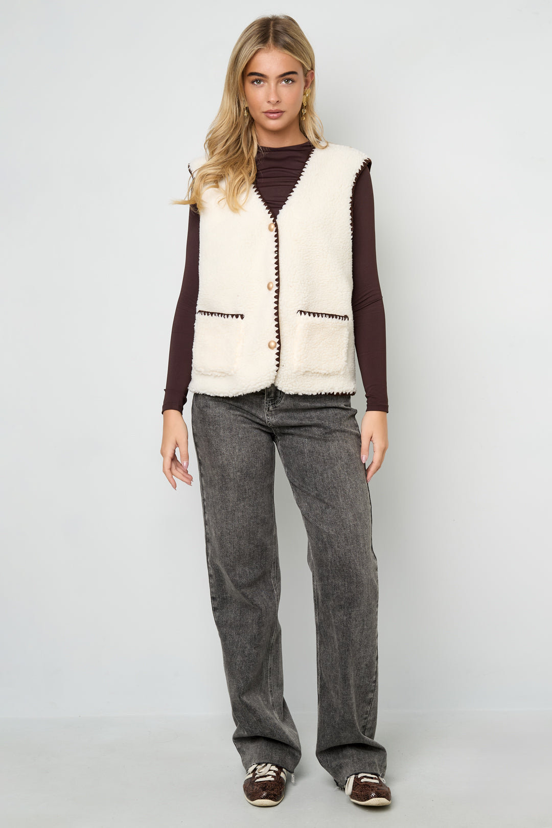 Dames Zoe gilet van polyester met kleurcontrast – productfoto 3