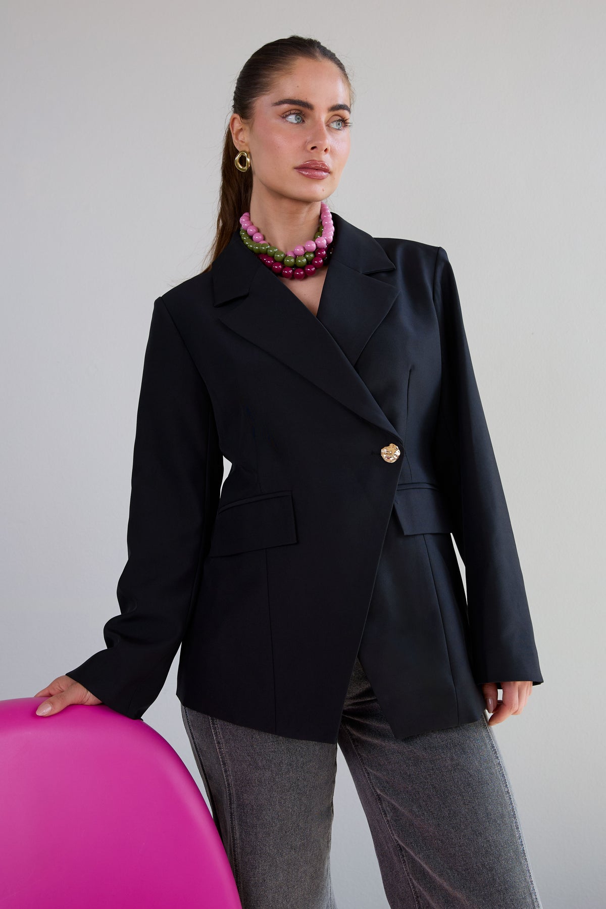 Geweven Polyestervezel Vrouwenpak Elegant Solide Kleur Herfst/Winter