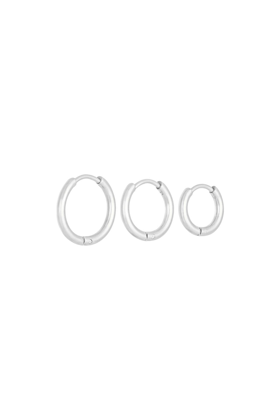 Boucles d'oreilles créoles rondes en acier inoxydable pour femmes – couleur argent