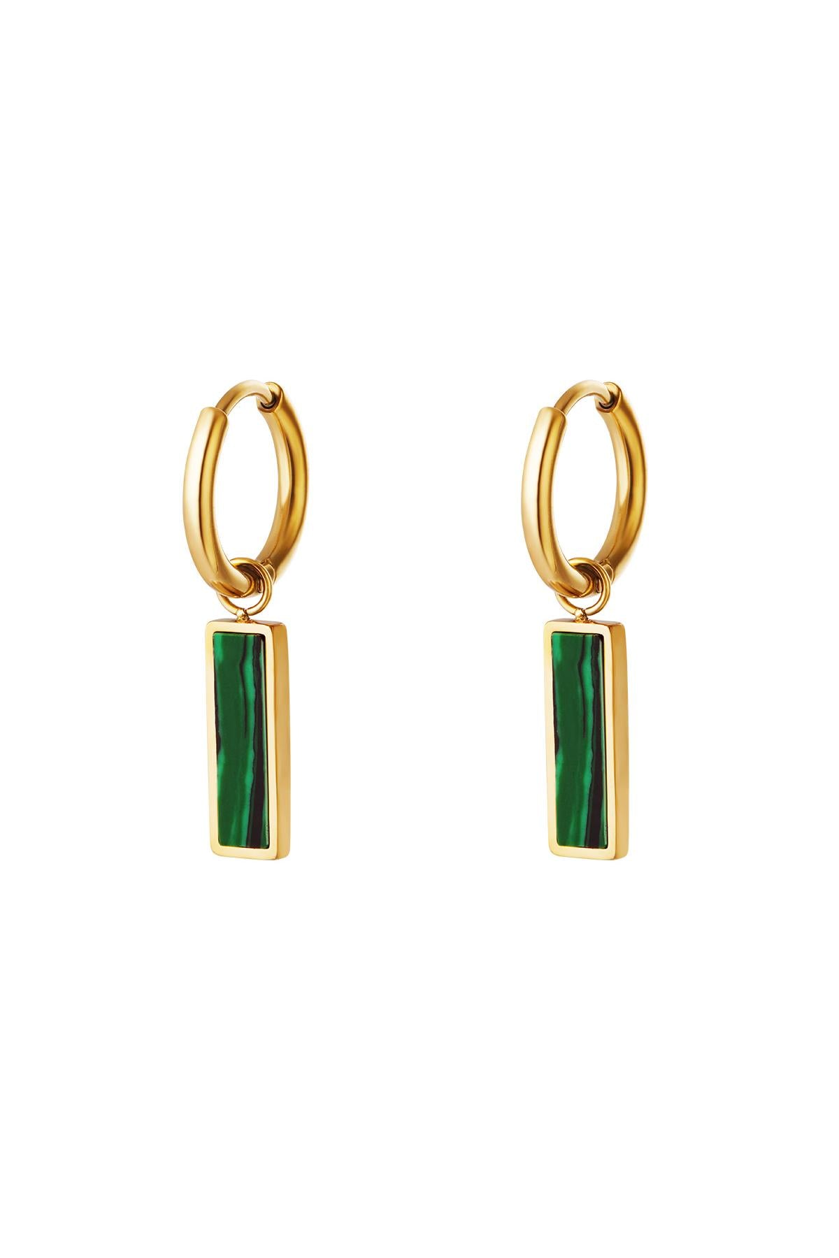 Groene staaf oorbellen Goud kleur Stainless Steel