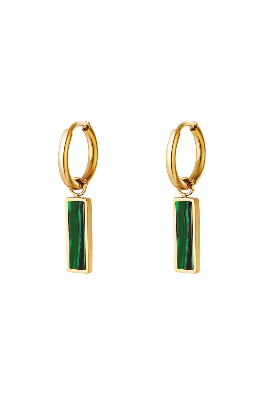 Groene staaf oorbellen Goud kleur Stainless Steel