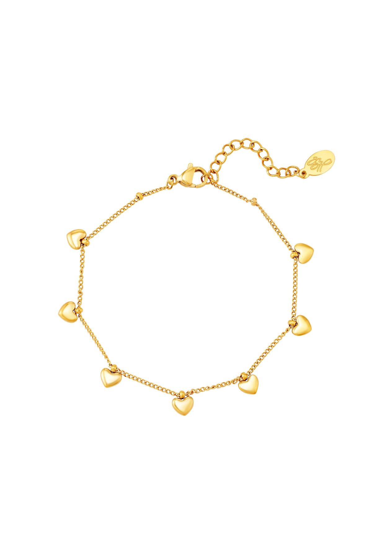 Armband met hartbedels Goud kleur Stainless Steel