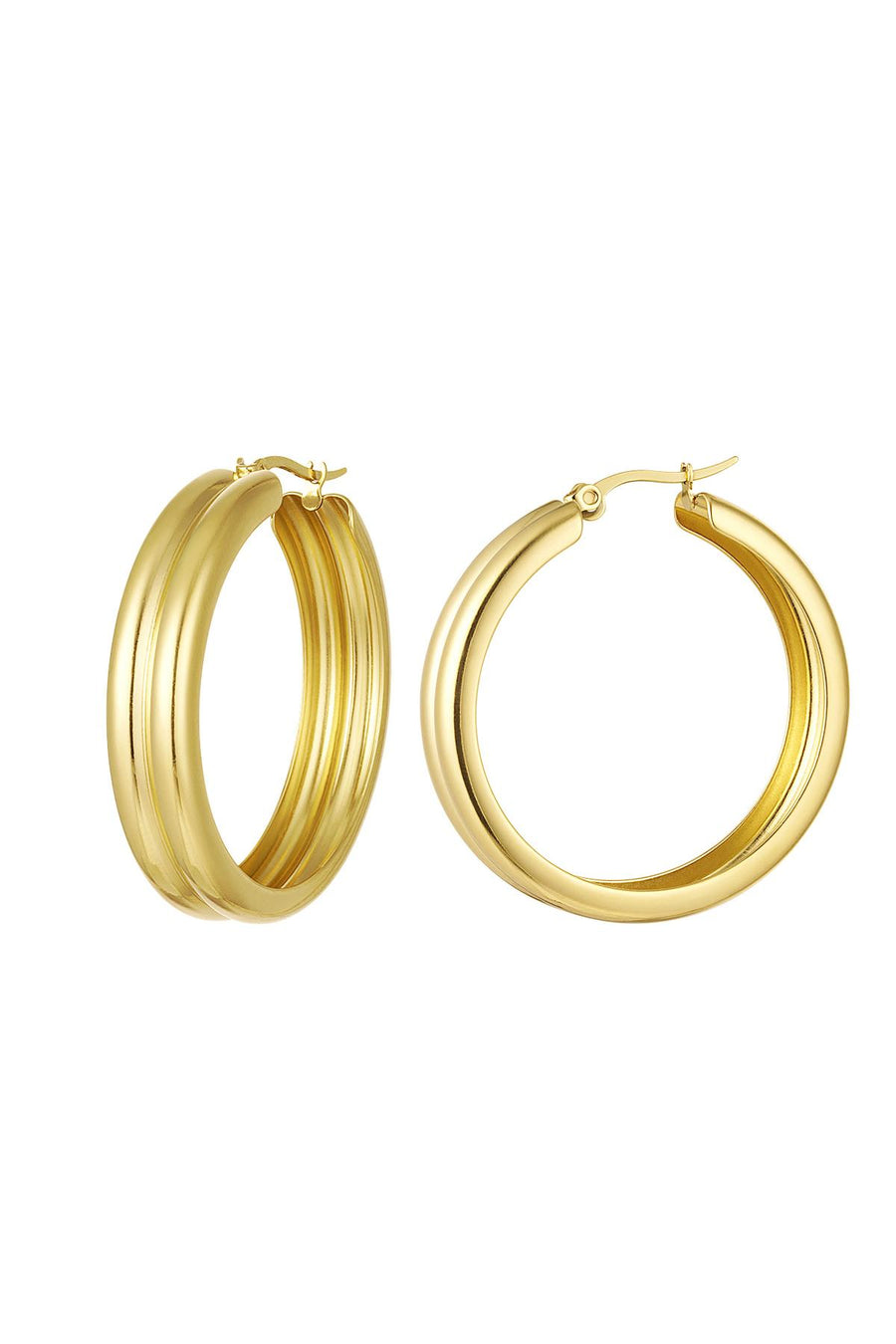 Boucles d'oreilles pendantes géométriques en acier inoxydable pour femme – Doré