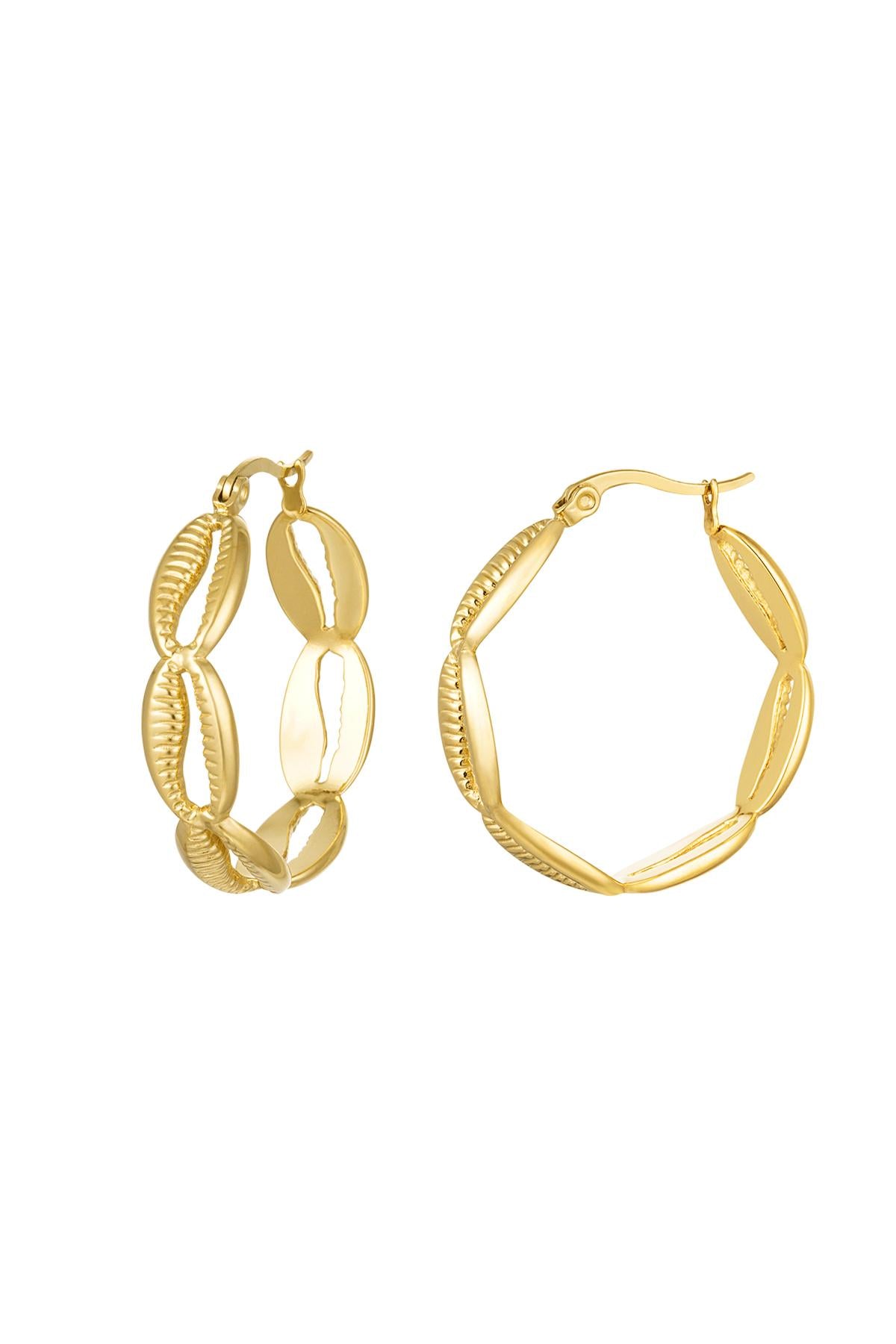 Oorbellen schelpenlook Goud kleur Stainless Steel