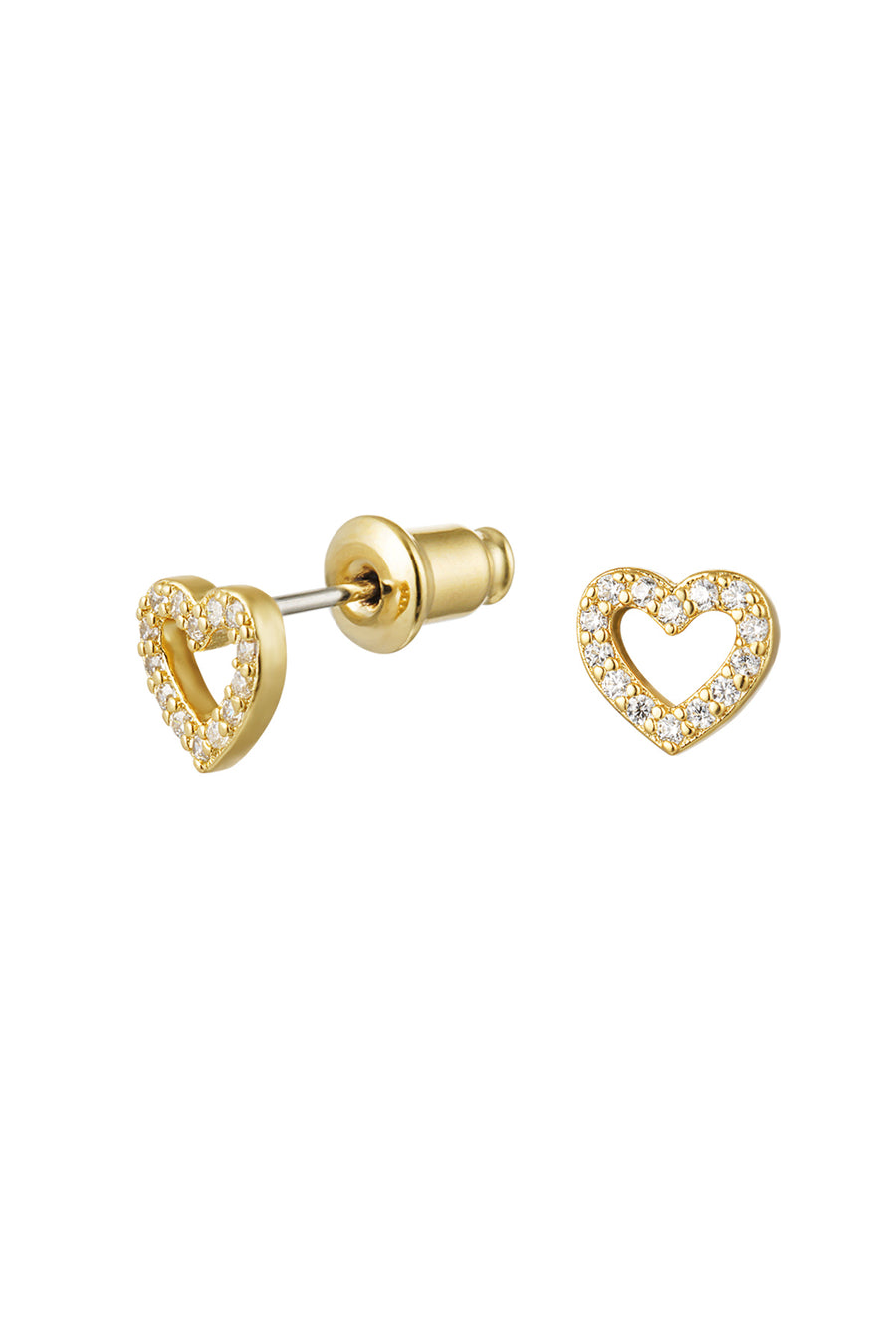 Boucles d'oreilles clous pour femmes en cuivre en forme de cœur – doré et argenté